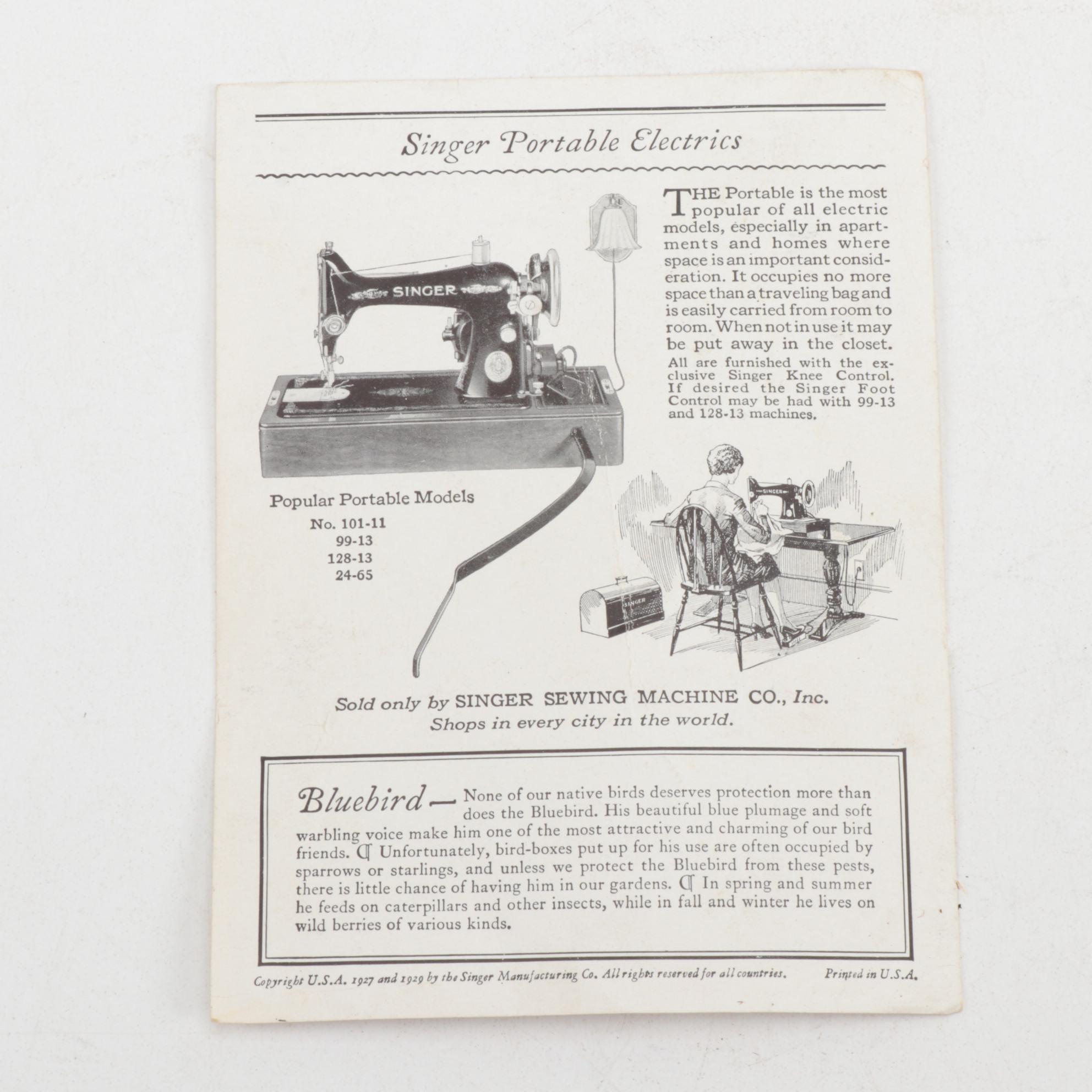 Singer Featherweight 221 Electric Sewing Machine With Case and Attachments, 1946