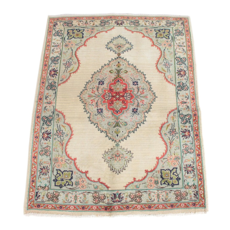 3'2 x 4'3 Hand-Knotted Persian Kerman Wool Rug