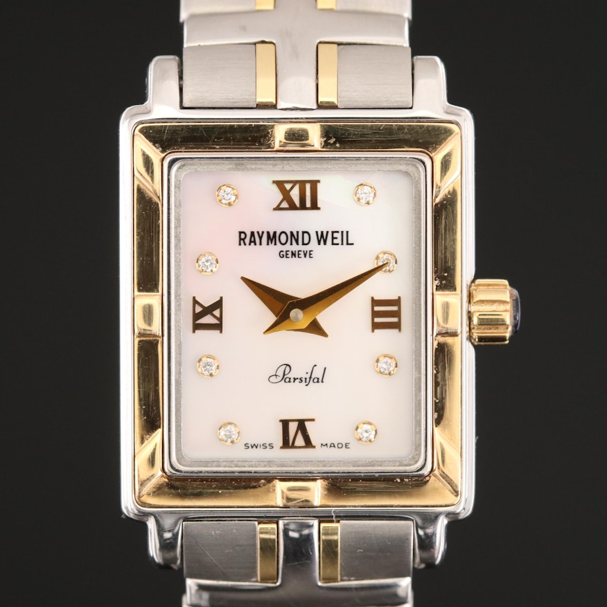Raymond Weil Parsifal Diamond Dial Two Tone Stainless Steel Wristwatch