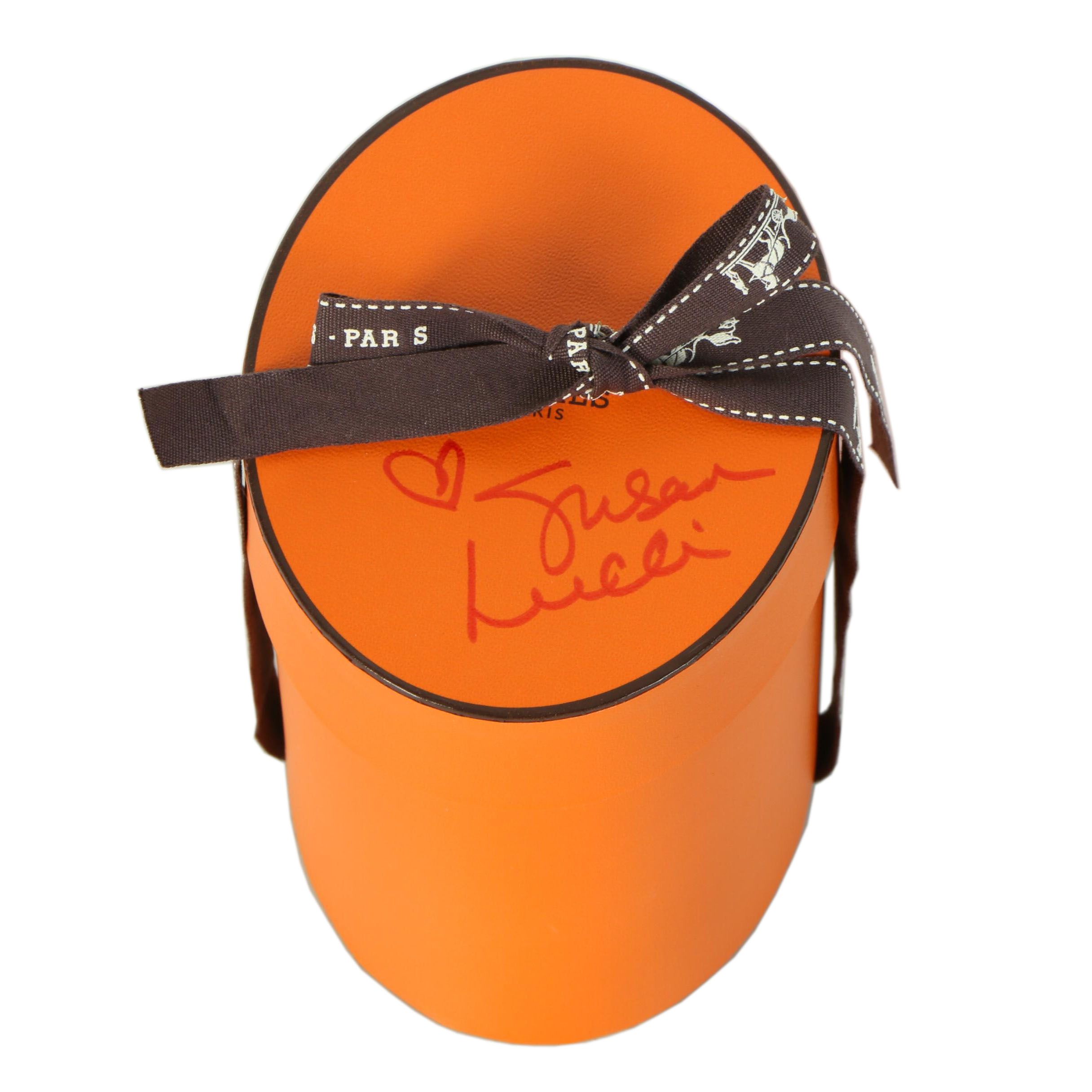 Hermès "Zebra Pegasus" Maxi Twilly Silk Scarf with Susan Lucci Signed Box