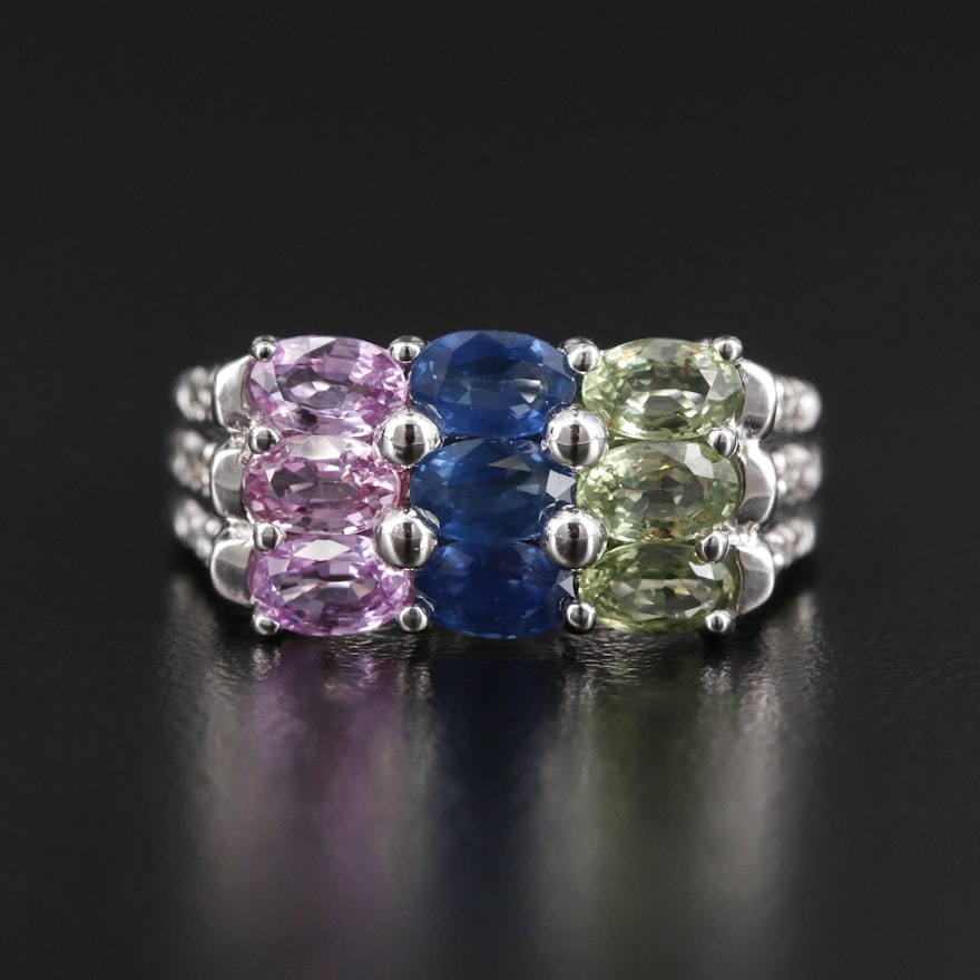 14K White Gold Sapphire and Diamond Ring