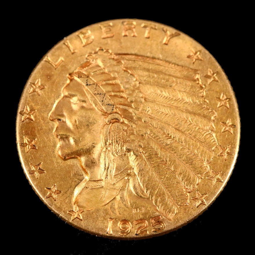 1925-D Indian Head $2 1/2 Gold Coin