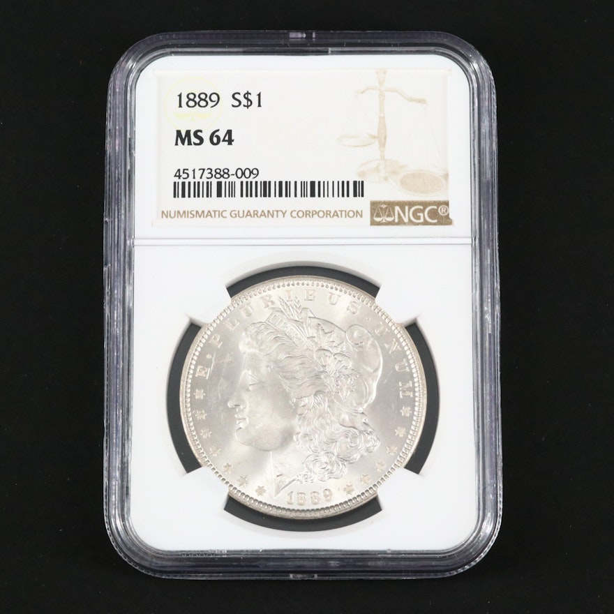 NGC Graded MS64 1889 Silver Morgan Dollar