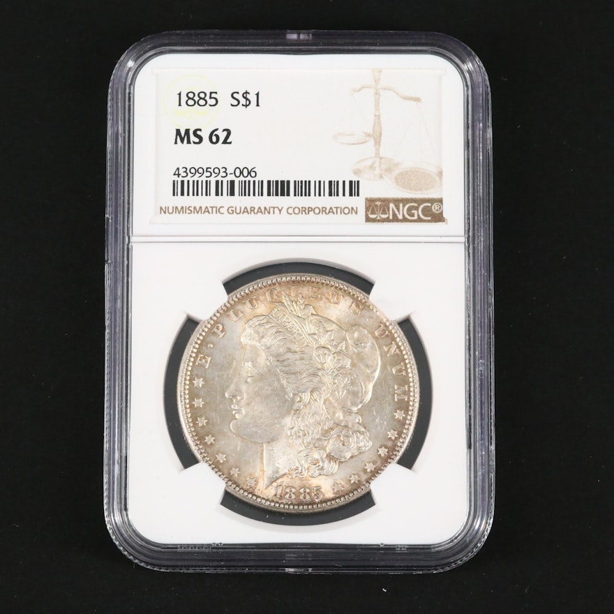 NGC Graded MS62 1885 Silver Morgan Dollar