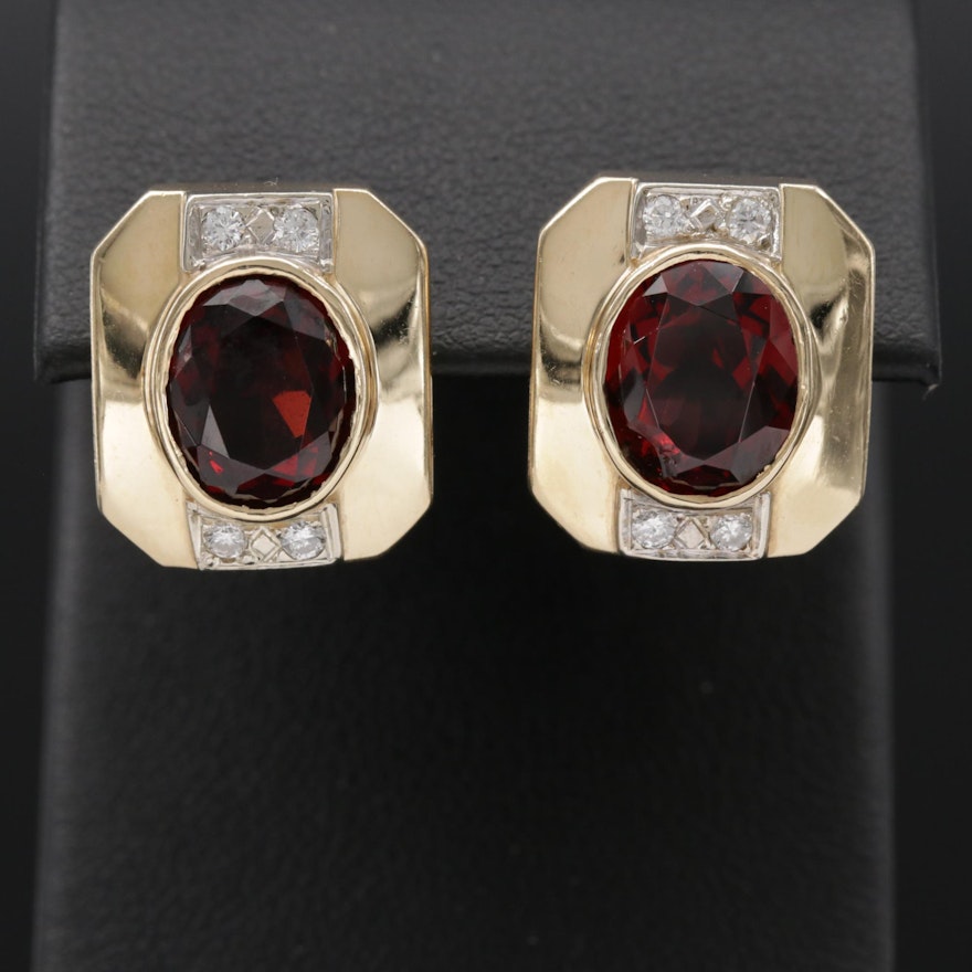 14K Garnet and Diamond Earrings