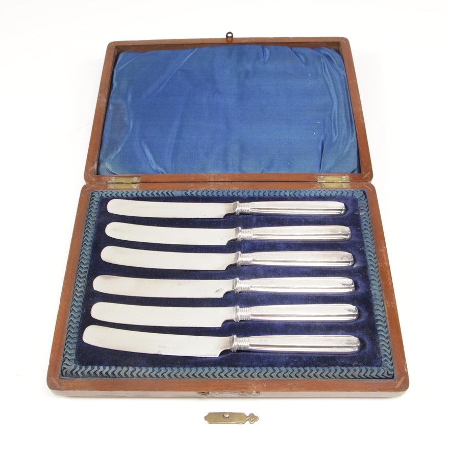 Charles William Fletcher Sterling Silver Knife Set in Presentation Case, 1910