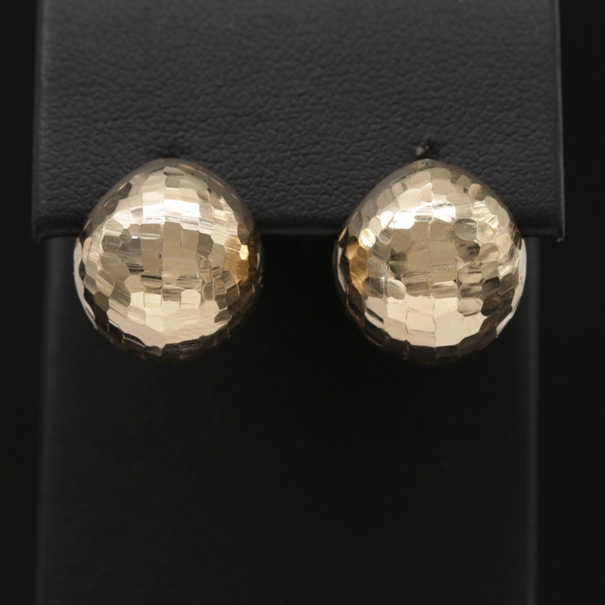 14K Yellow Gold, Diamond Cut, Faceted Globe Earrings