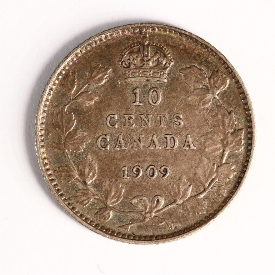 1909 "Broad Leaves Variety" Canadian Silver Dime