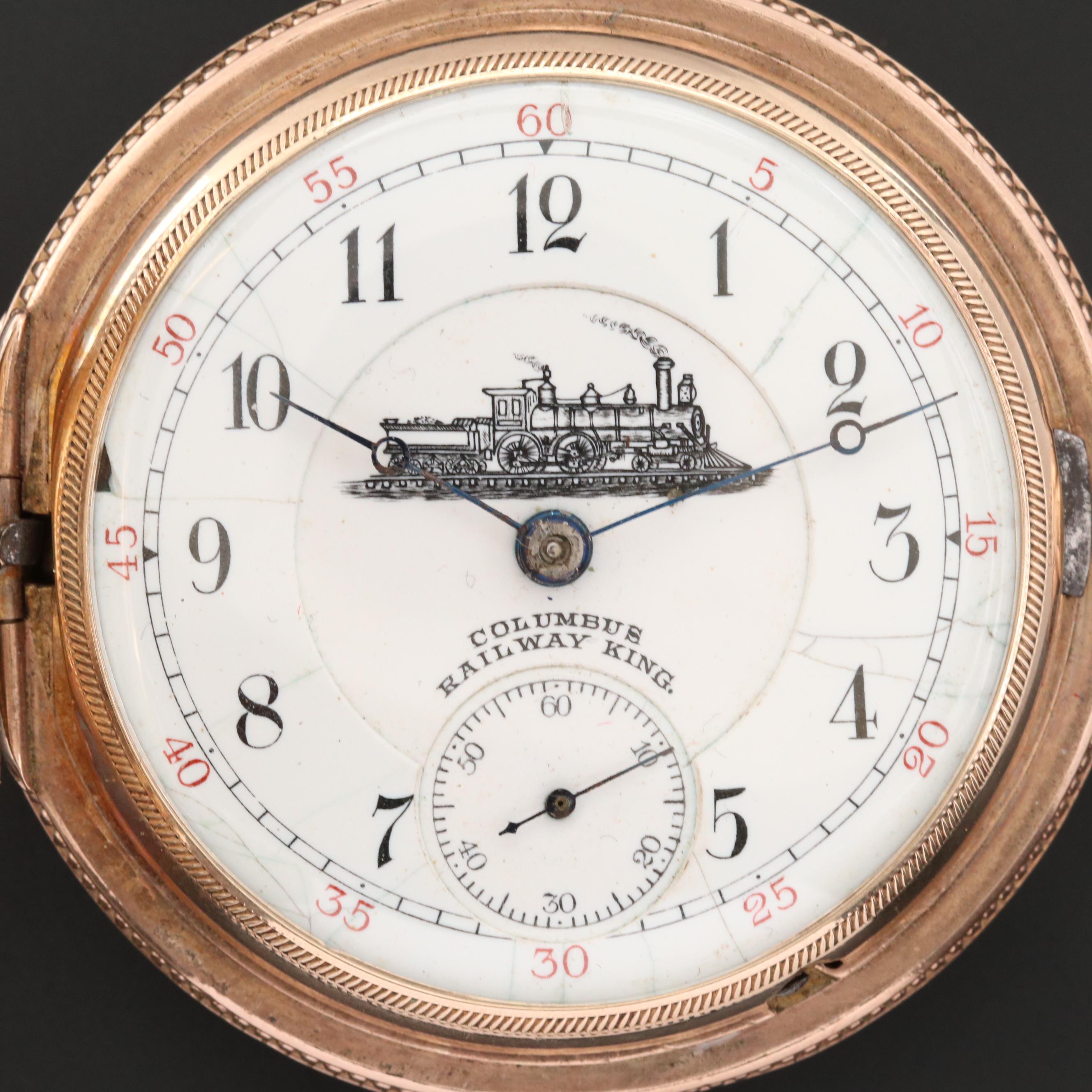Columbus Railway King Gold Filled Hunters Case Pocket Watch