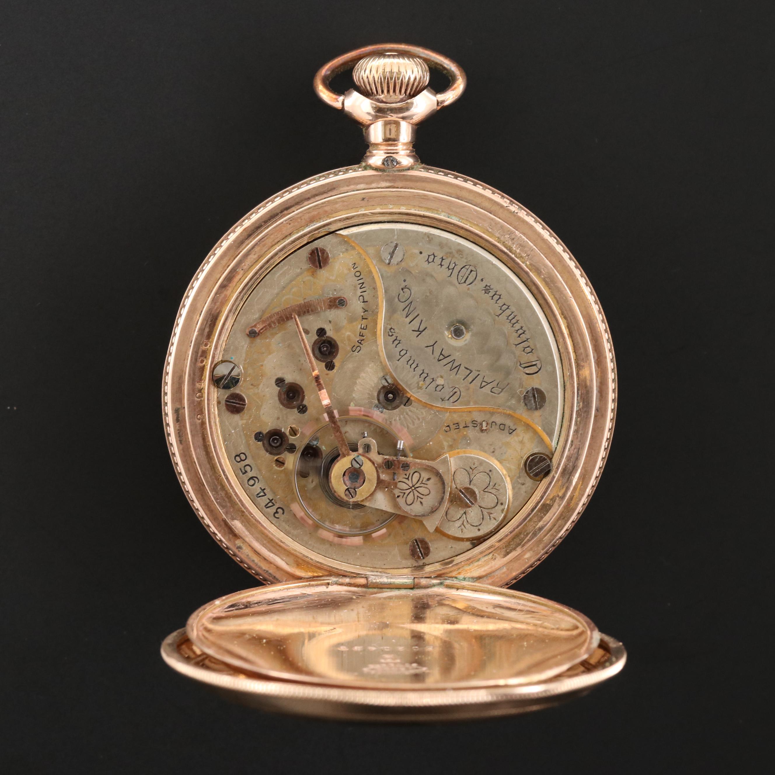 Columbus Railway King Gold Filled Hunters Case Pocket Watch