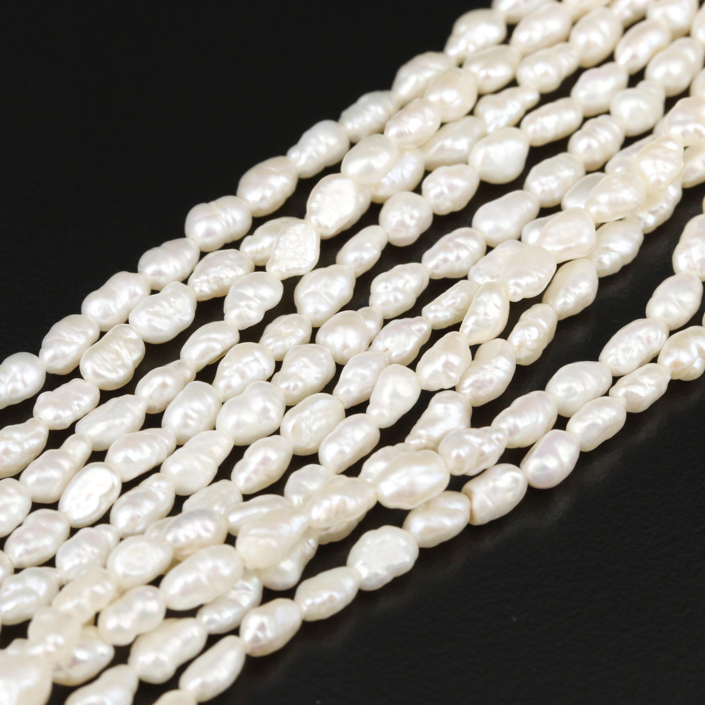 Pearl Multi-Strand Necklace with 14K Gold Clasp