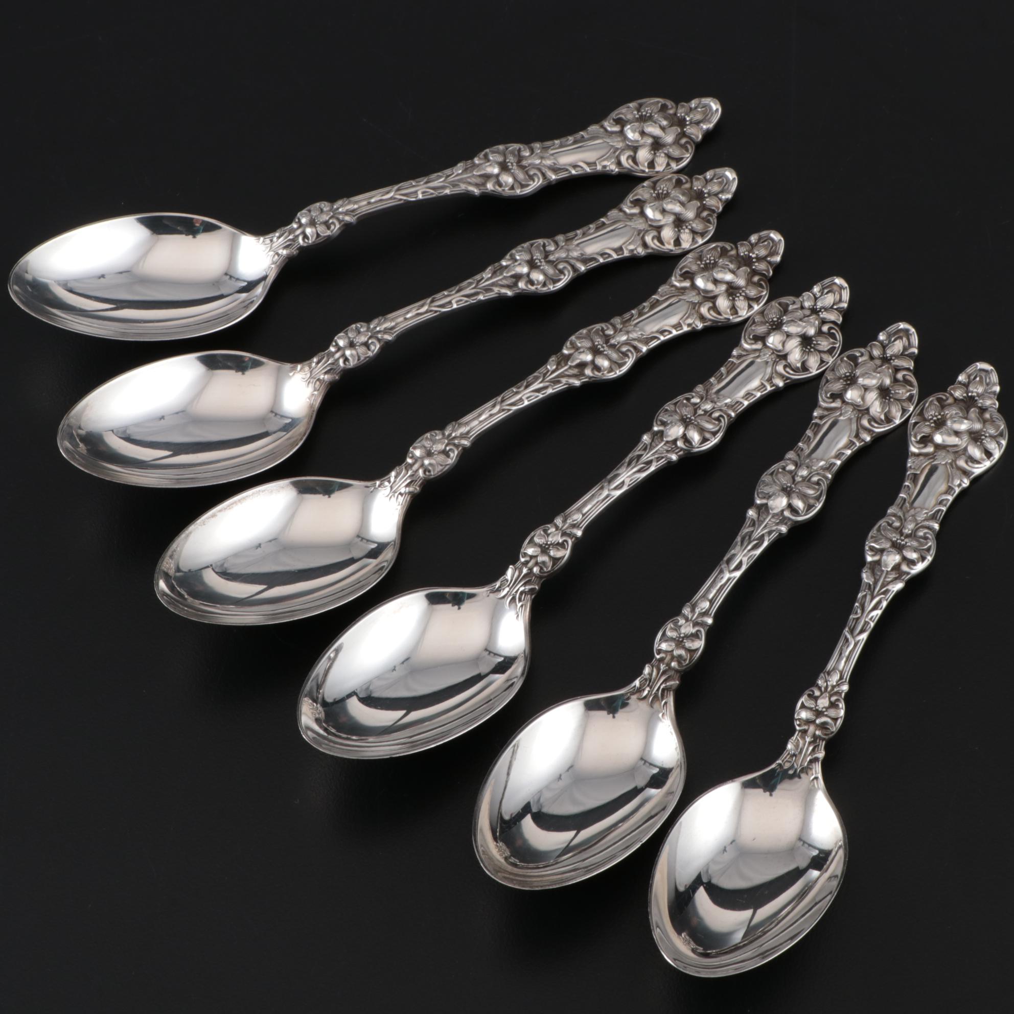 Alvin "Orange Blossom" Sterling Silver Teaspoons, Early 20th Century