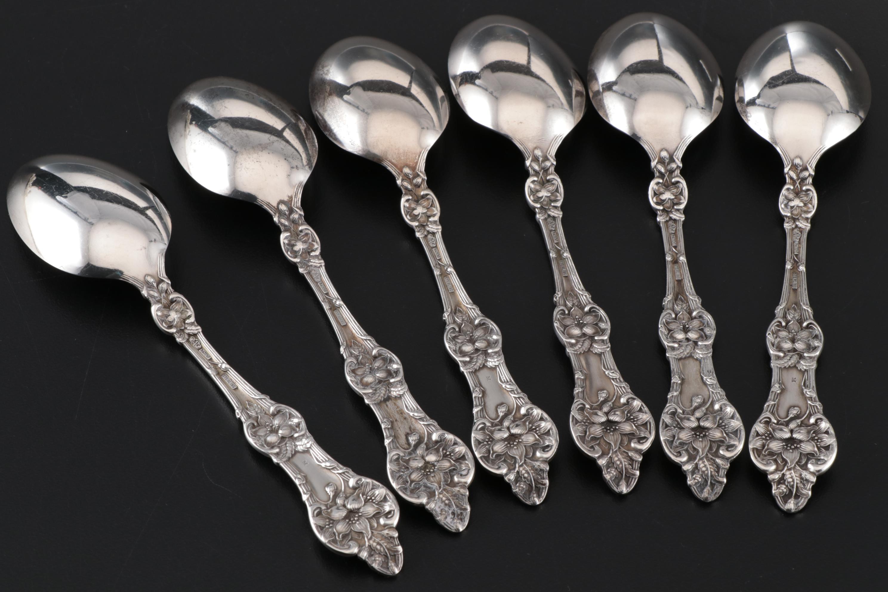 Alvin "Orange Blossom" Sterling Silver Teaspoons, Early 20th Century