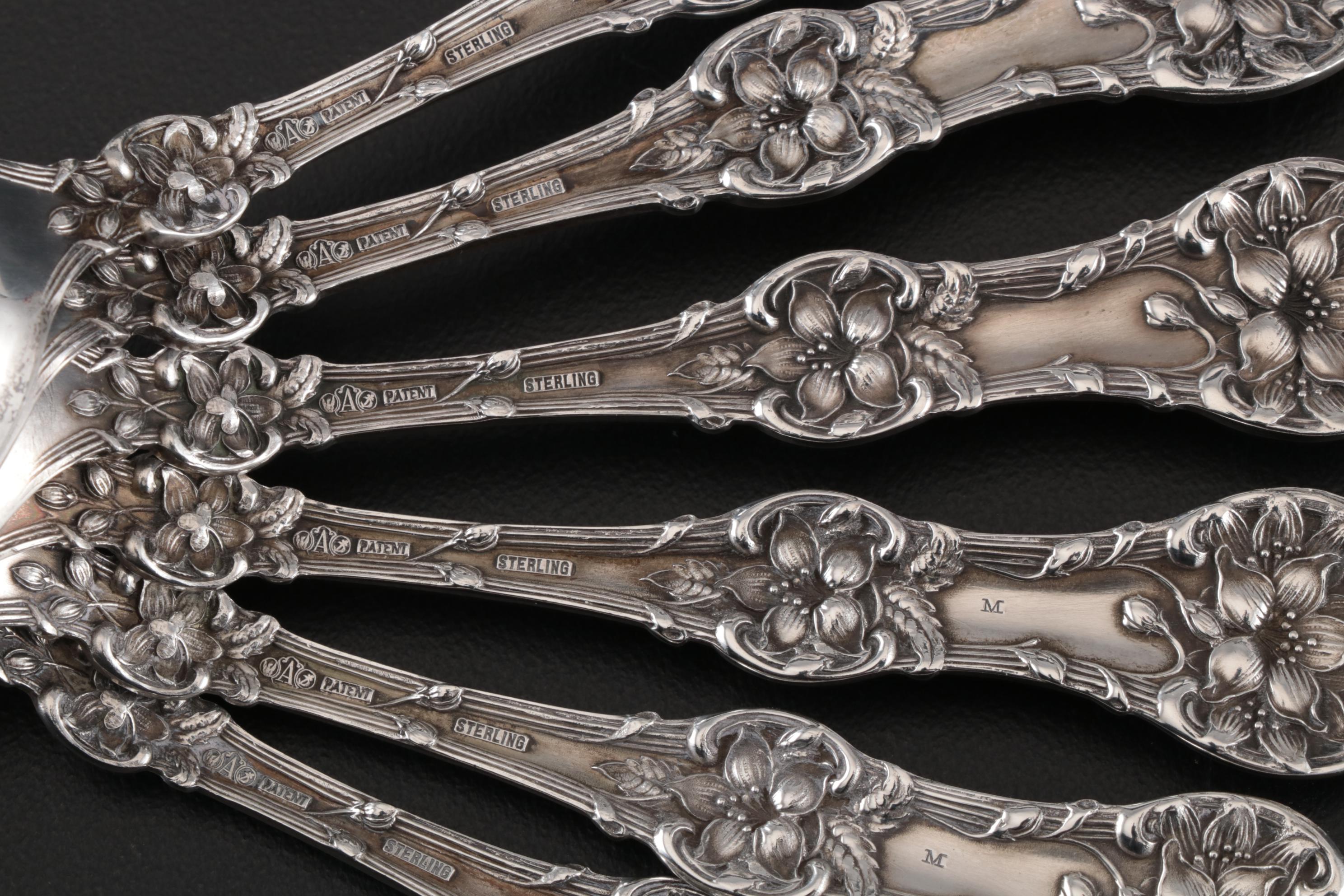 Alvin "Orange Blossom" Sterling Silver Teaspoons, Early 20th Century