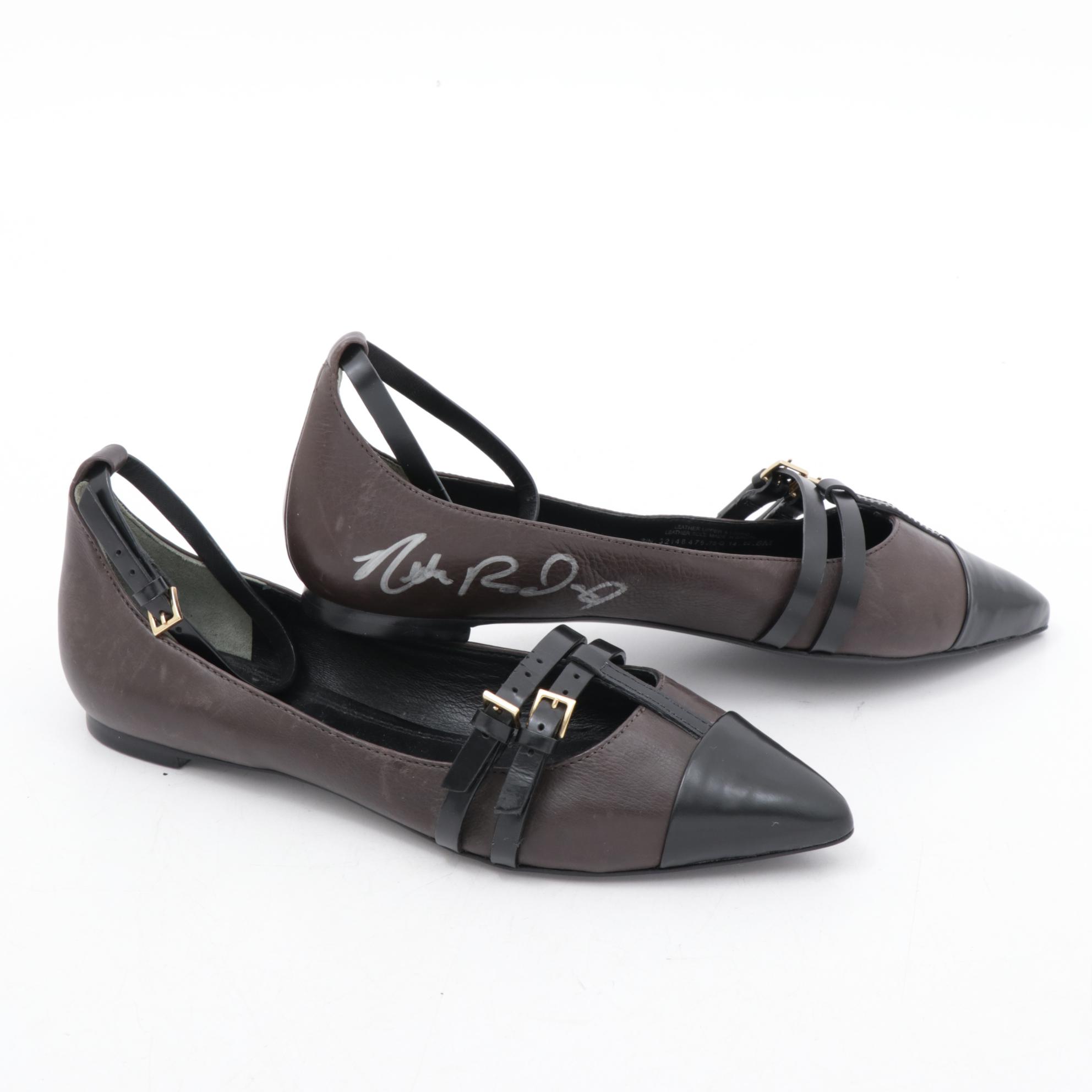 Nikki Reed Signed Tory Burch Two-Tone Leather Buckle Flats