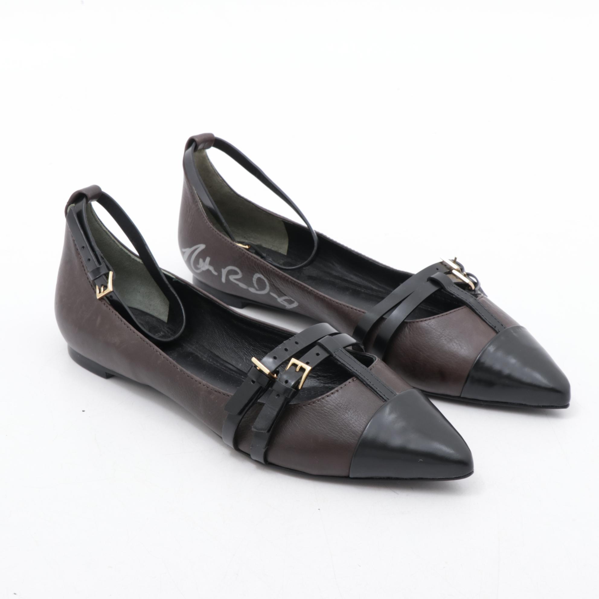 Nikki Reed Signed Tory Burch Two-Tone Leather Buckle Flats