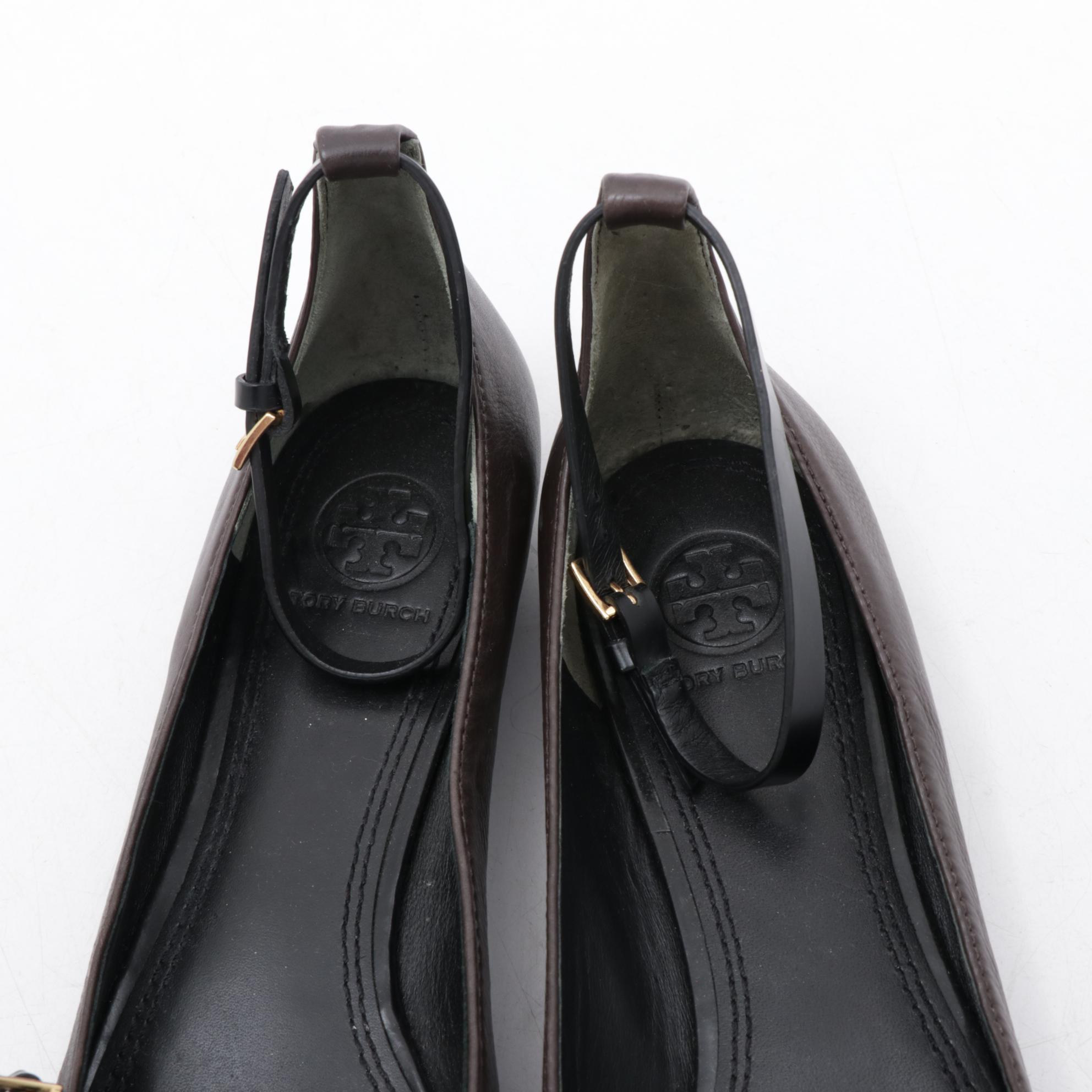 Nikki Reed Signed Tory Burch Two-Tone Leather Buckle Flats