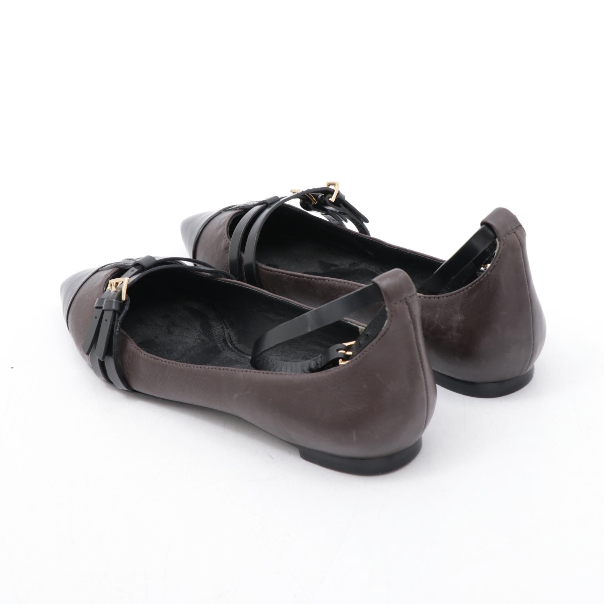 Nikki Reed Signed Tory Burch Two-Tone Leather Buckle Flats