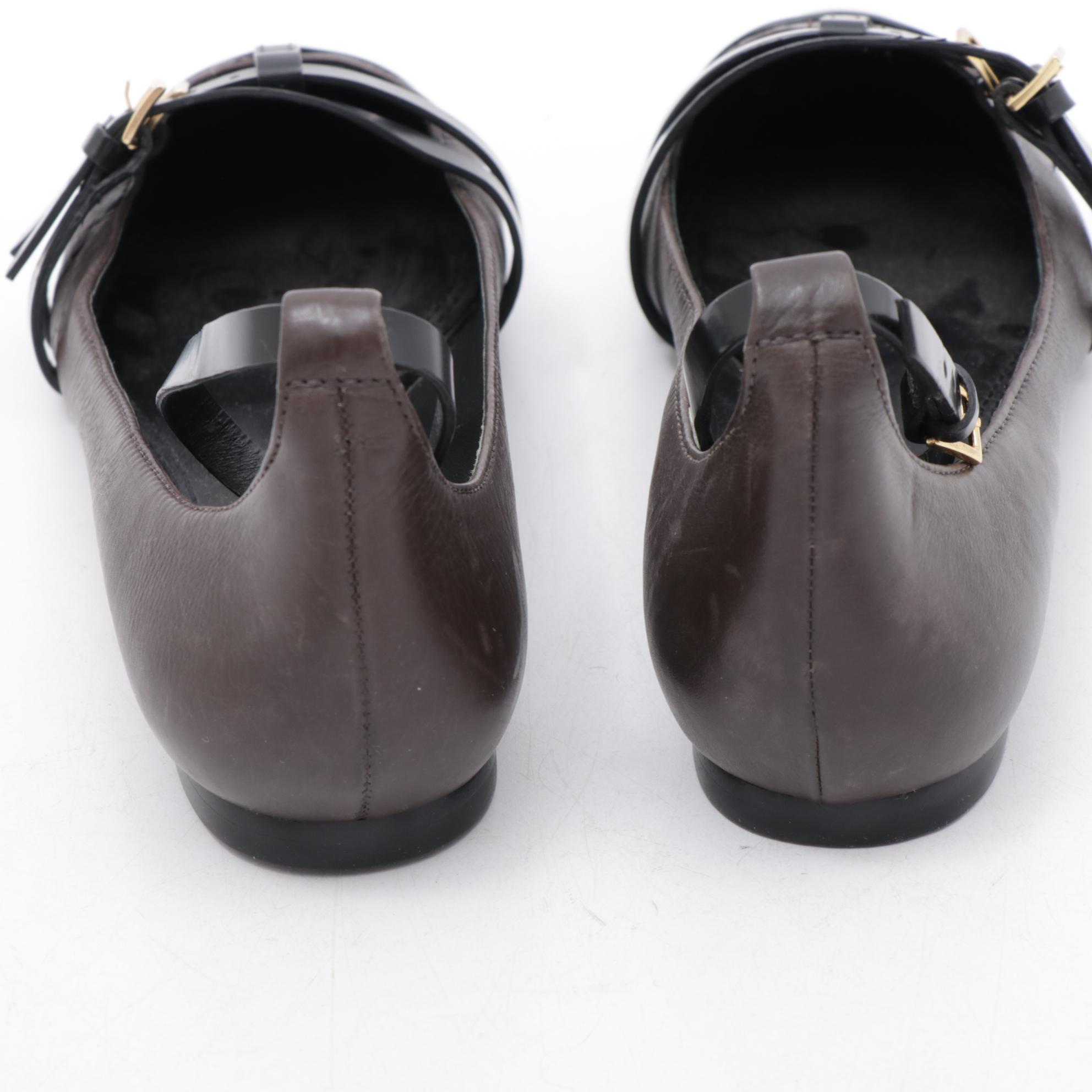 Nikki Reed Signed Tory Burch Two-Tone Leather Buckle Flats