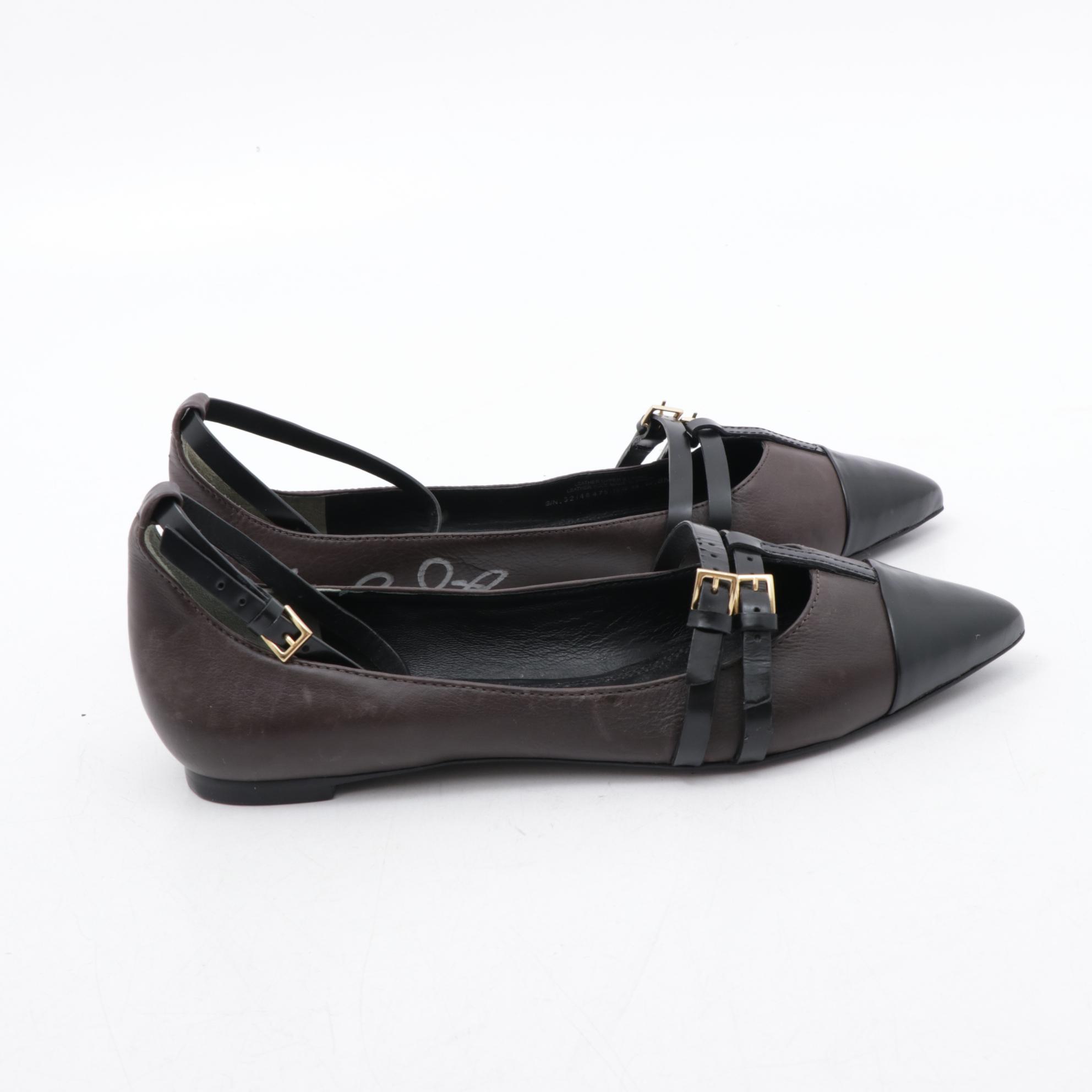 Nikki Reed Signed Tory Burch Two-Tone Leather Buckle Flats