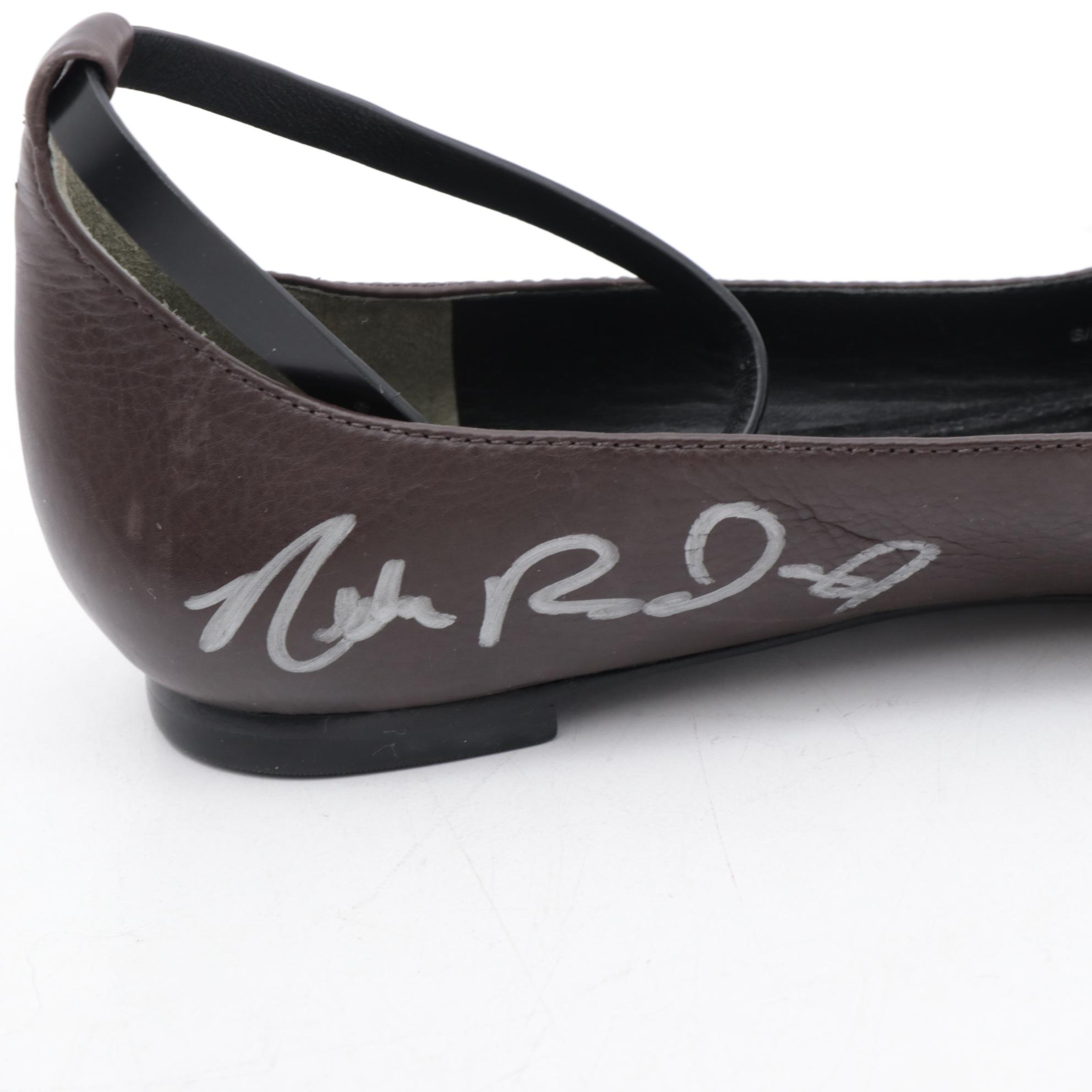 Nikki Reed Signed Tory Burch Two-Tone Leather Buckle Flats