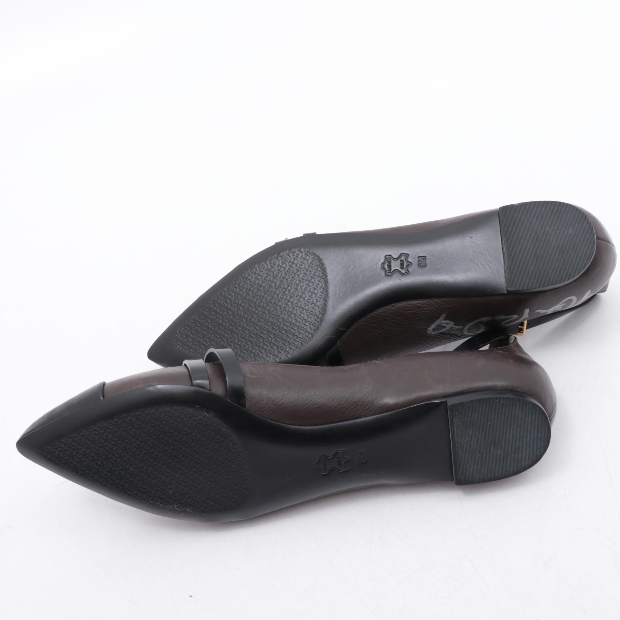 Nikki Reed Signed Tory Burch Two-Tone Leather Buckle Flats