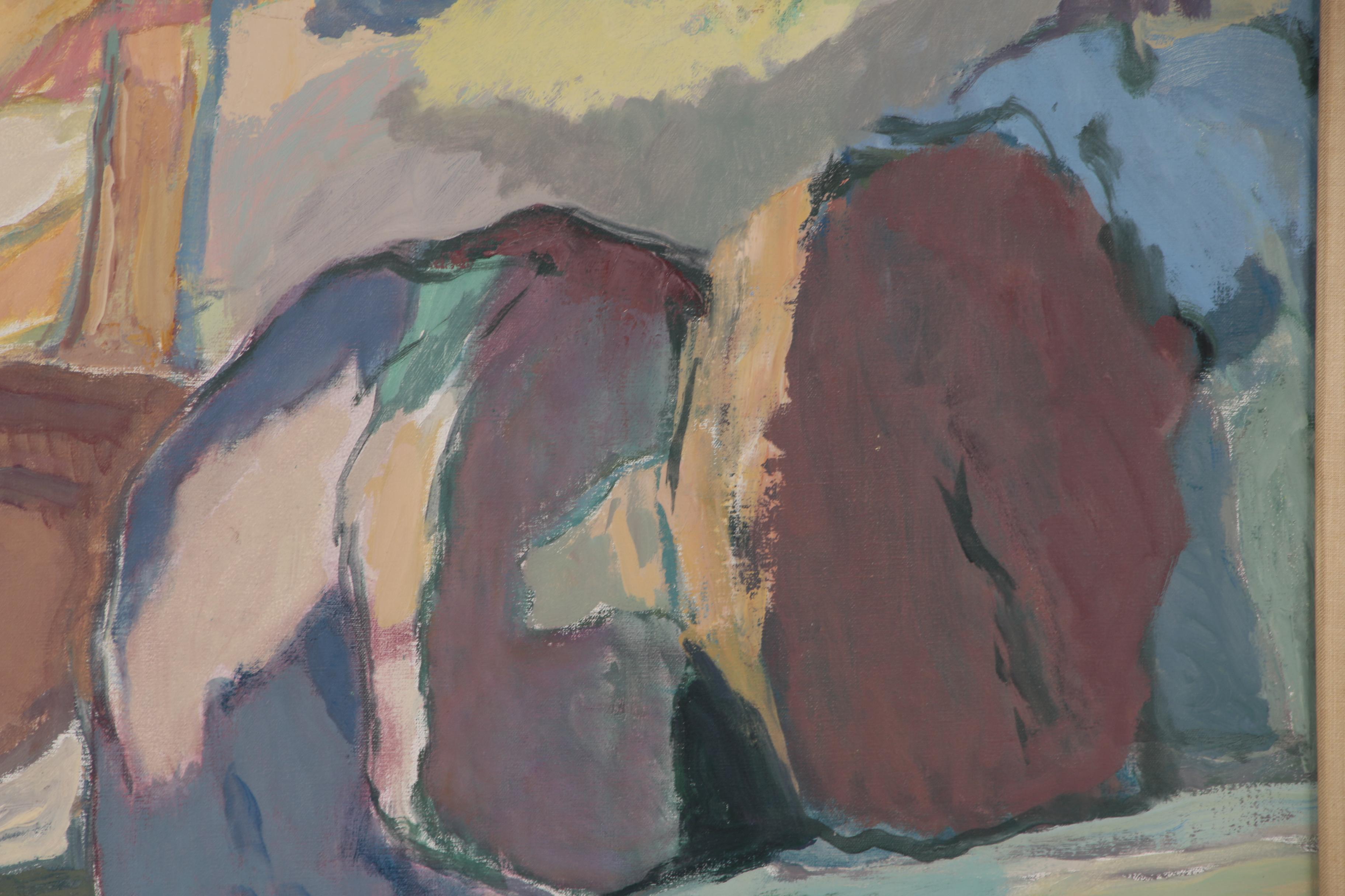 David Lund Monumental Modernist Landscape Oil Painting "Grove", 1976-78