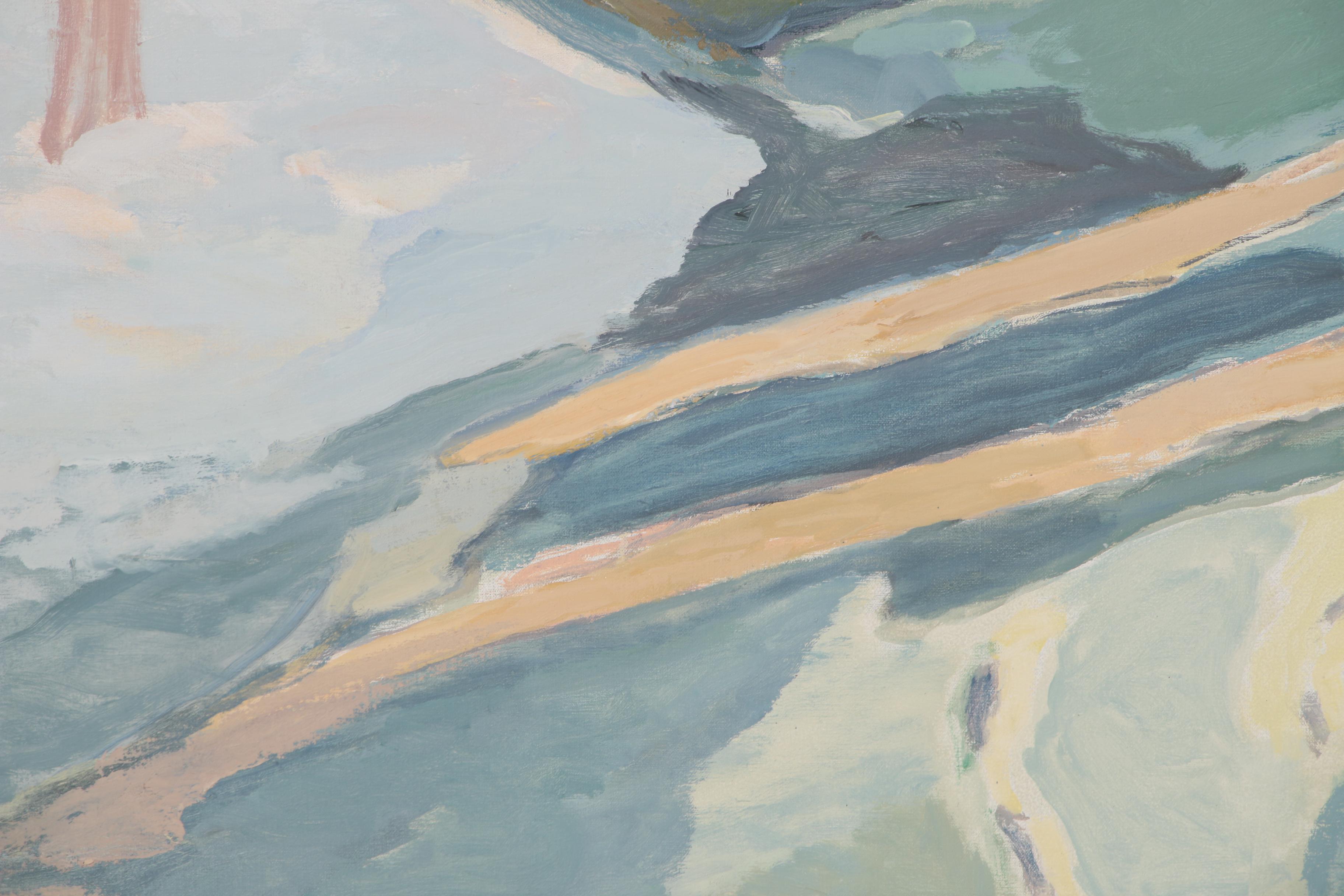 David Lund Monumental Modernist Landscape Oil Painting "Grove", 1976-78