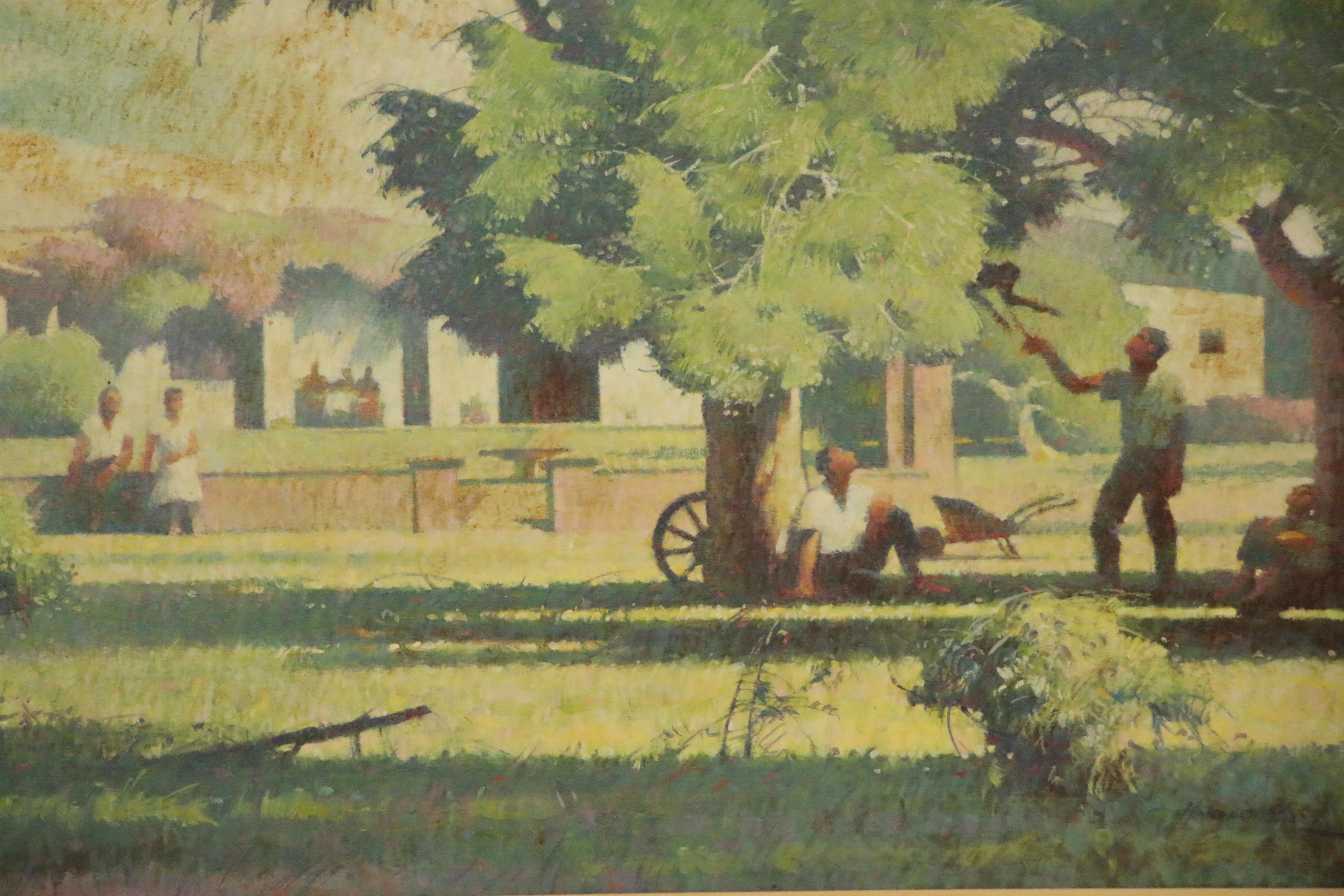 Harold Miles Oil Painting of Garden Landscape, Early to Mid 20th Century