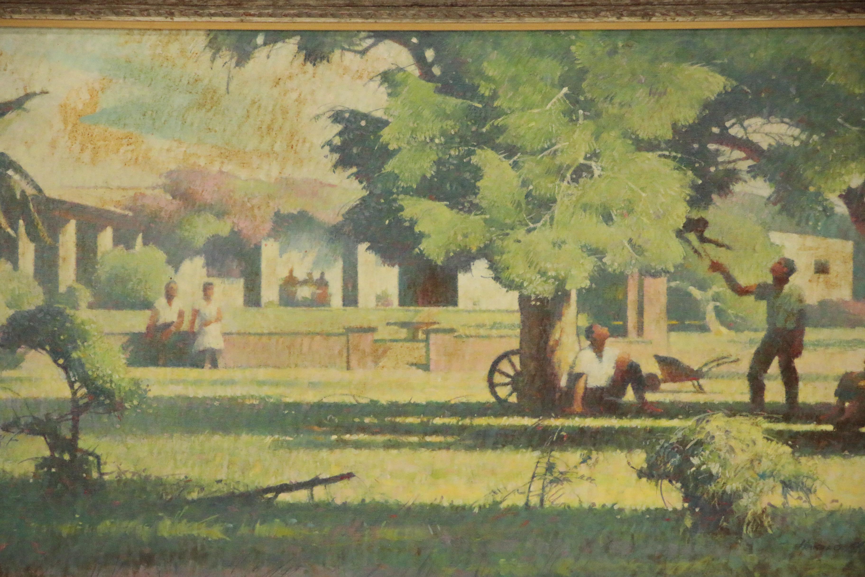 Harold Miles Oil Painting of Garden Landscape, Early to Mid 20th Century