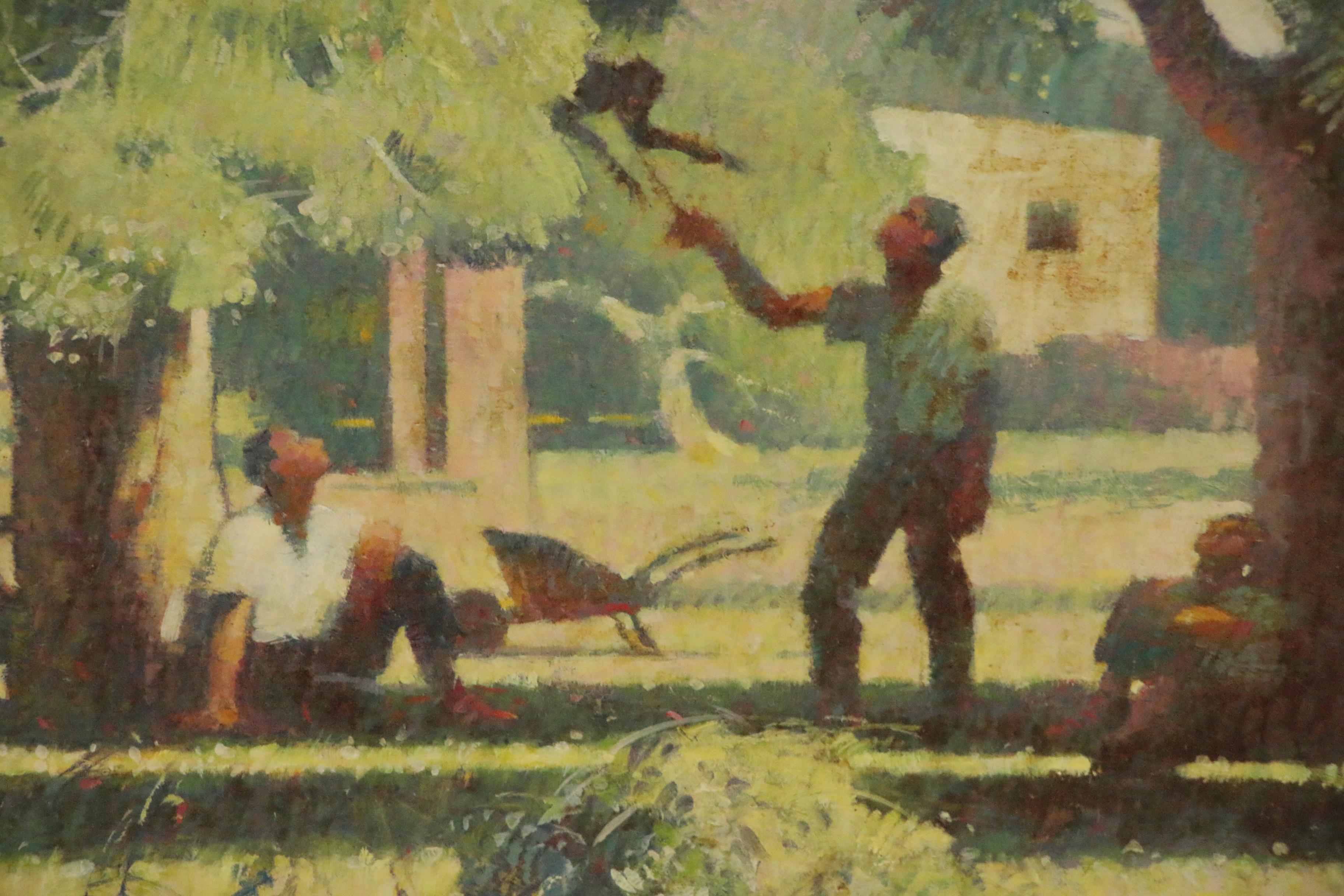 Harold Miles Oil Painting of Garden Landscape, Early to Mid 20th Century