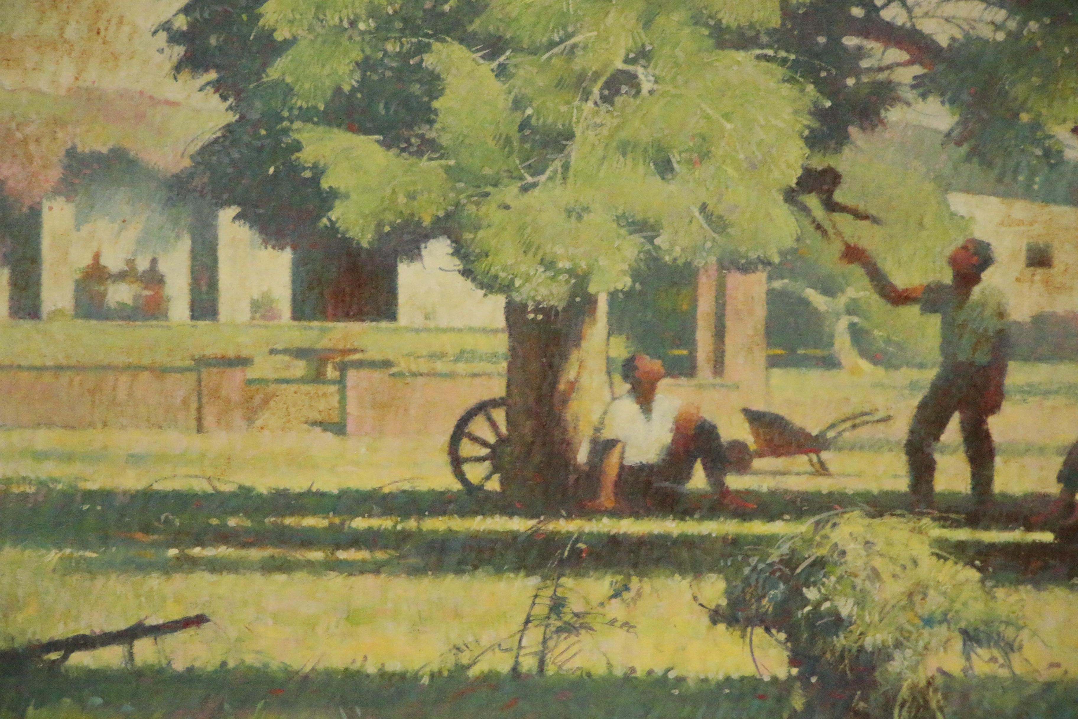 Harold Miles Oil Painting of Garden Landscape, Early to Mid 20th Century