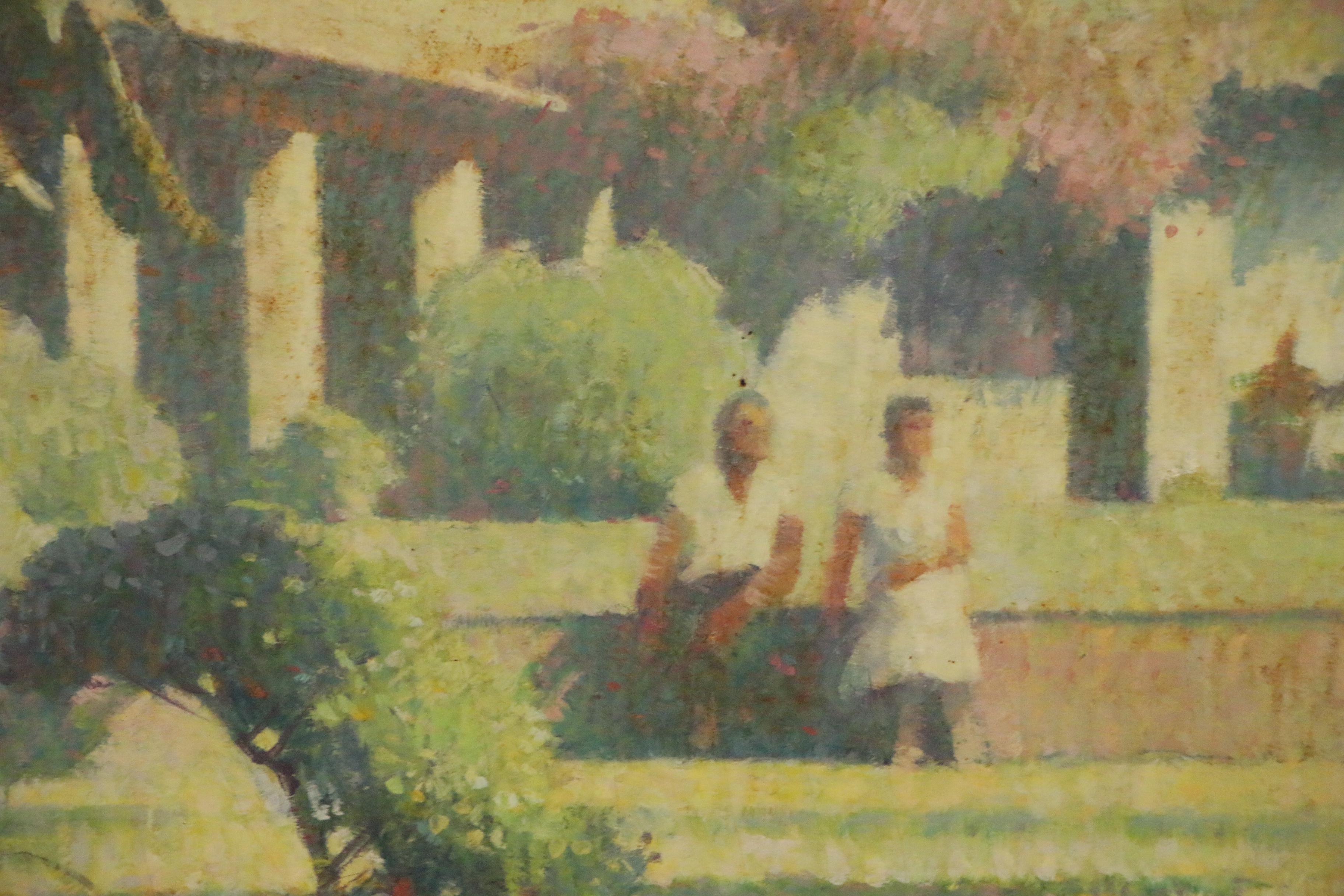 Harold Miles Oil Painting of Garden Landscape, Early to Mid 20th Century