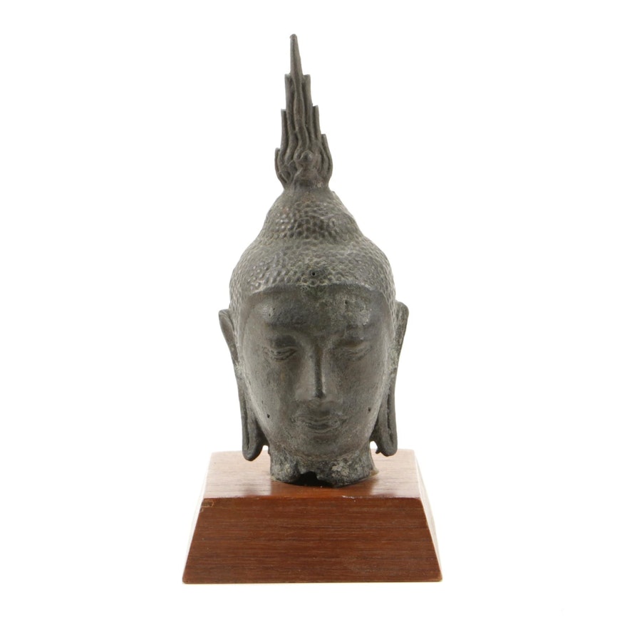 Sukhothai Style Mounted Cast Buddha Head