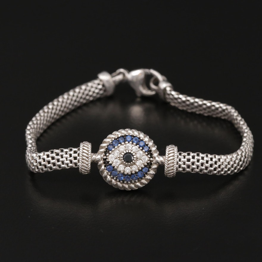 Sterling Silver Cubic Zirconia Evil Eye Bracelet