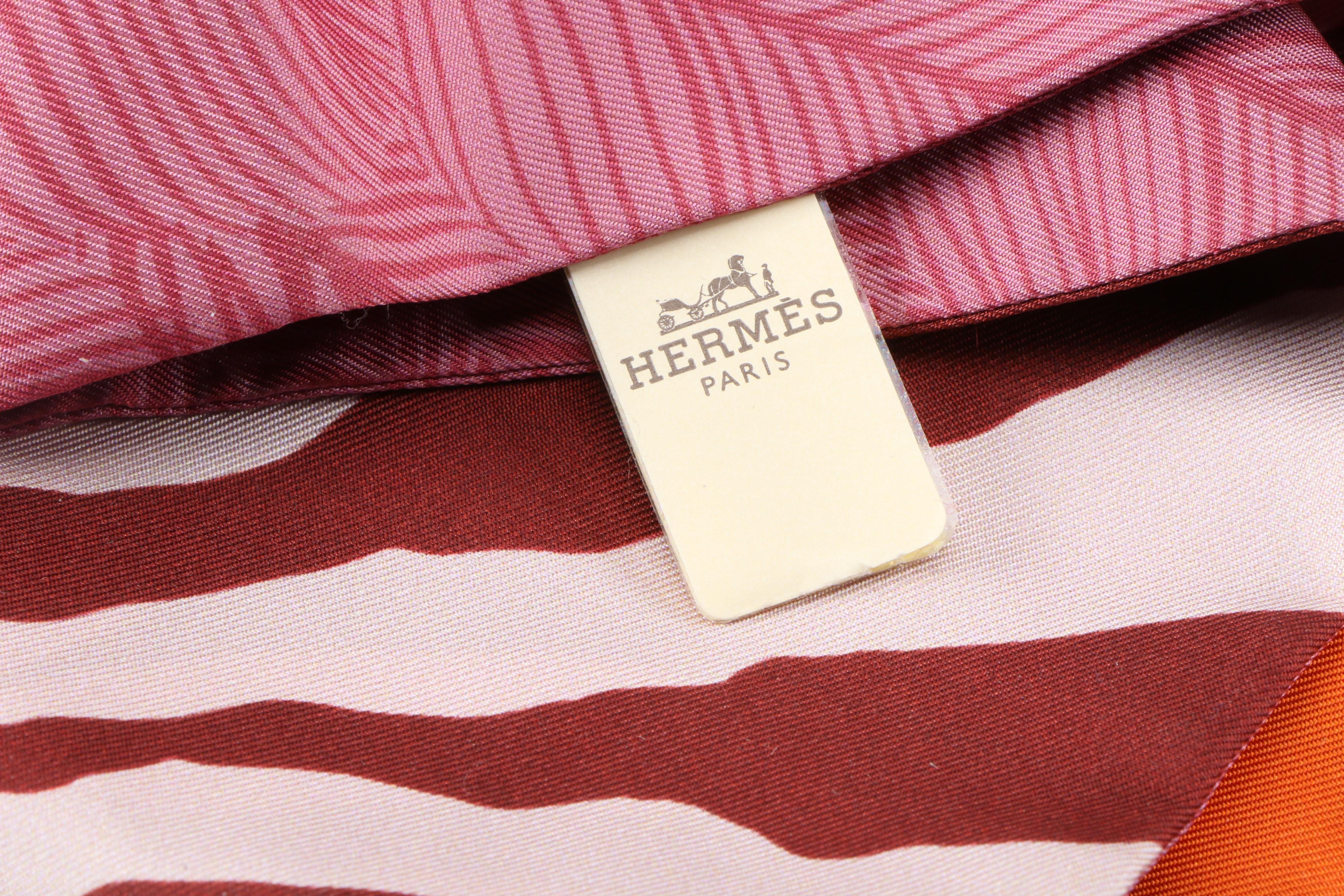 Hermès "Zebra Pegasus" Maxi Twilly Silk Scarf with Susan Lucci Signed Box