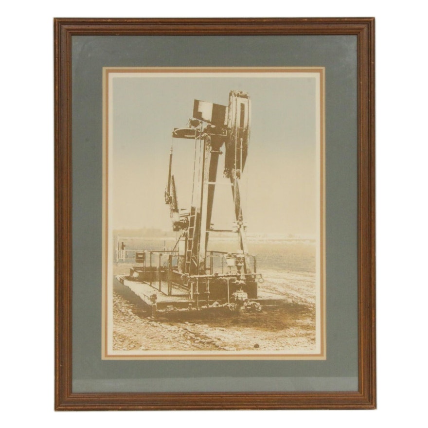 Embossed Lithograph of Oil Derrick, Mid to Late 20th Century