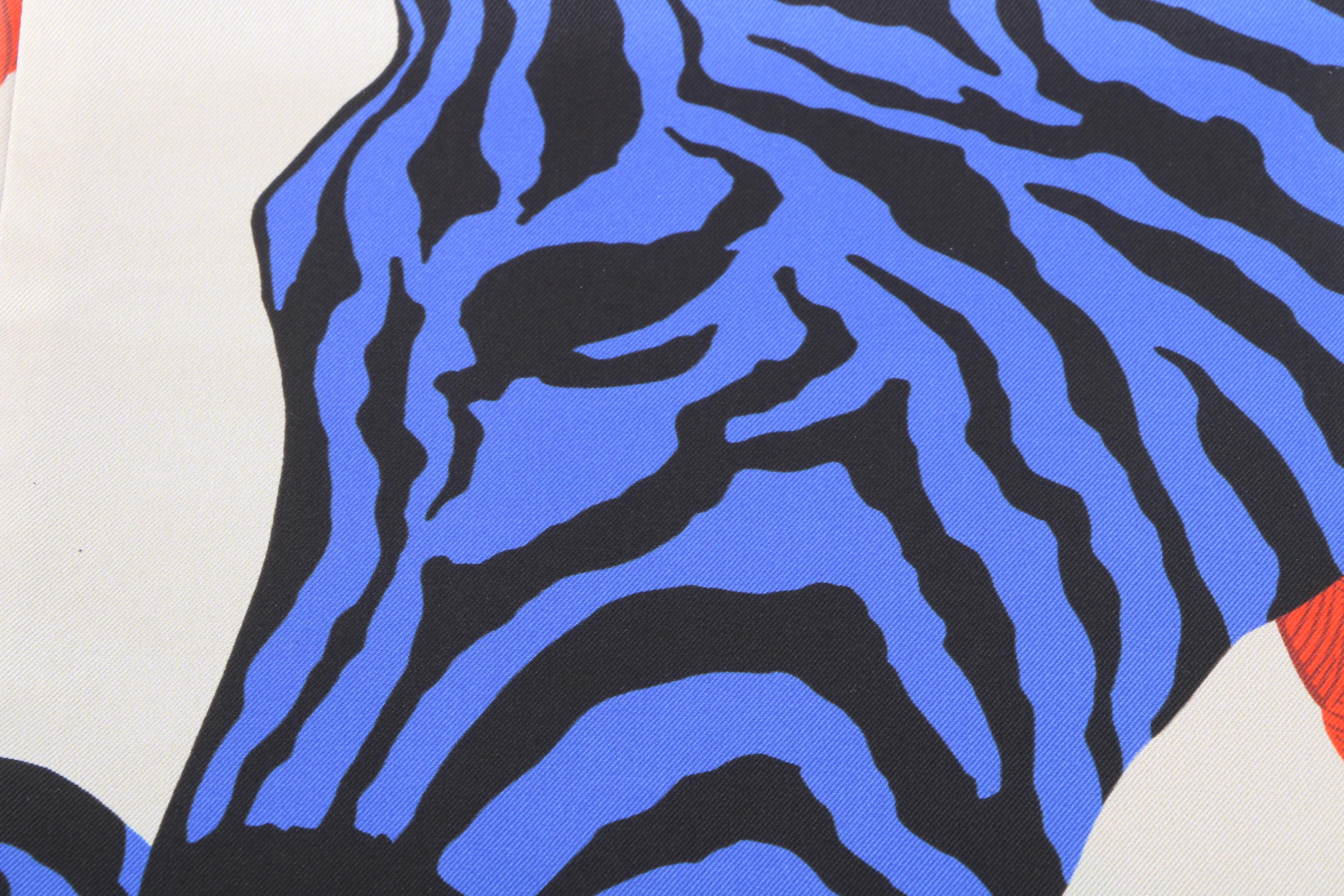 Hermès "Zebra Pegasus" Maxi Twilly Silk Scarf with Susan Lucci Signed Box