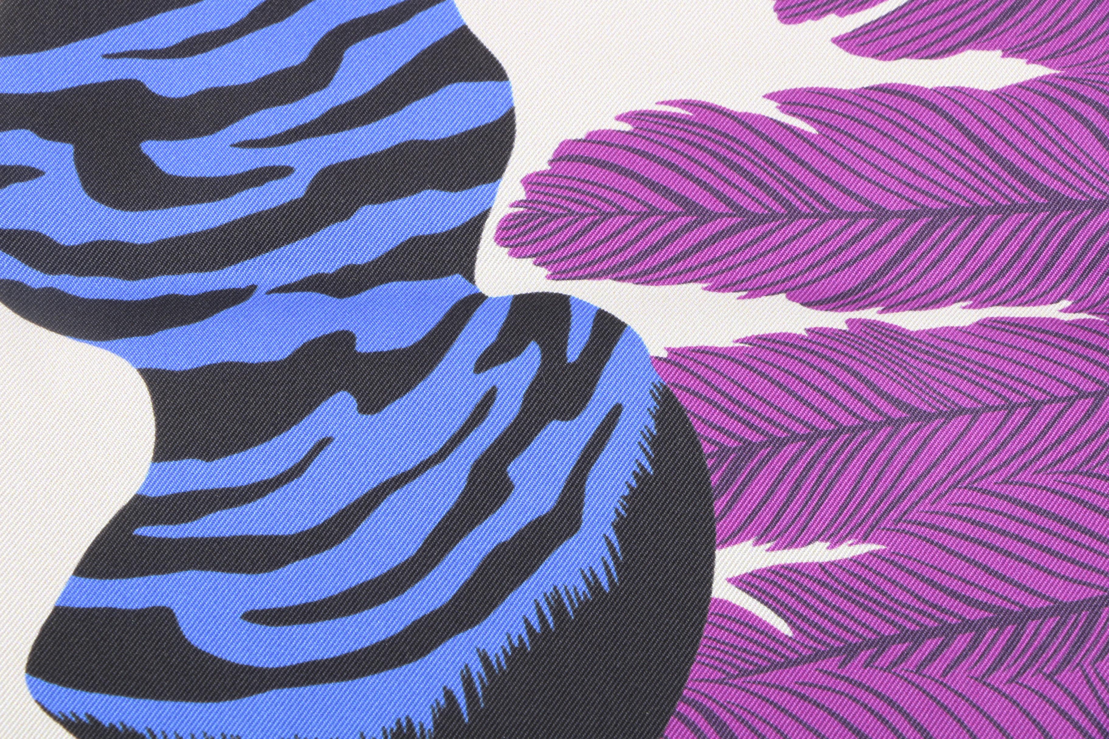 Hermès "Zebra Pegasus" Maxi Twilly Silk Scarf with Susan Lucci Signed Box