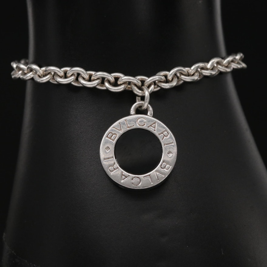 Bulgari Sterling Silver and Black Onyx Bracelet