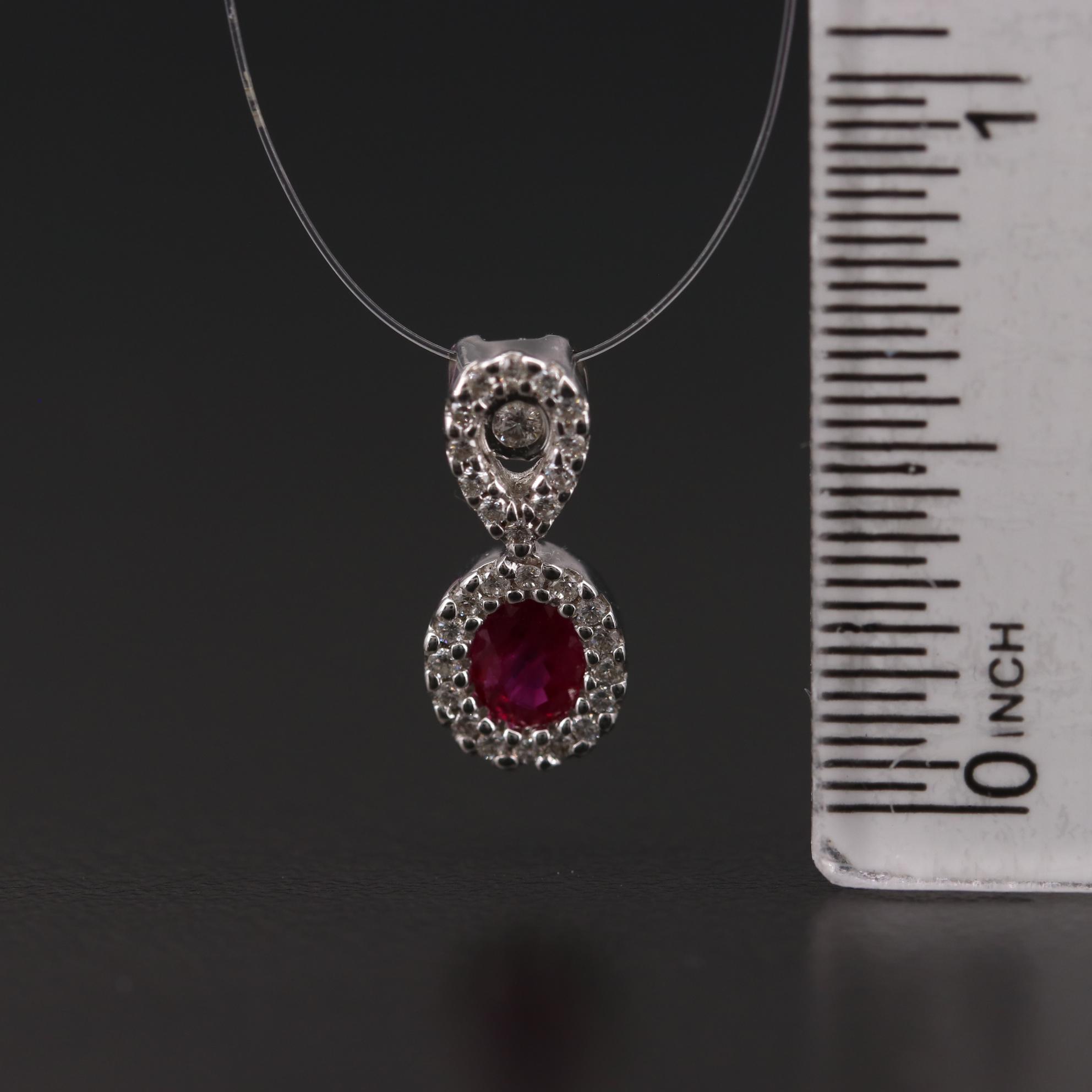 18K White Gold Ruby and Diamond Slide Pendant