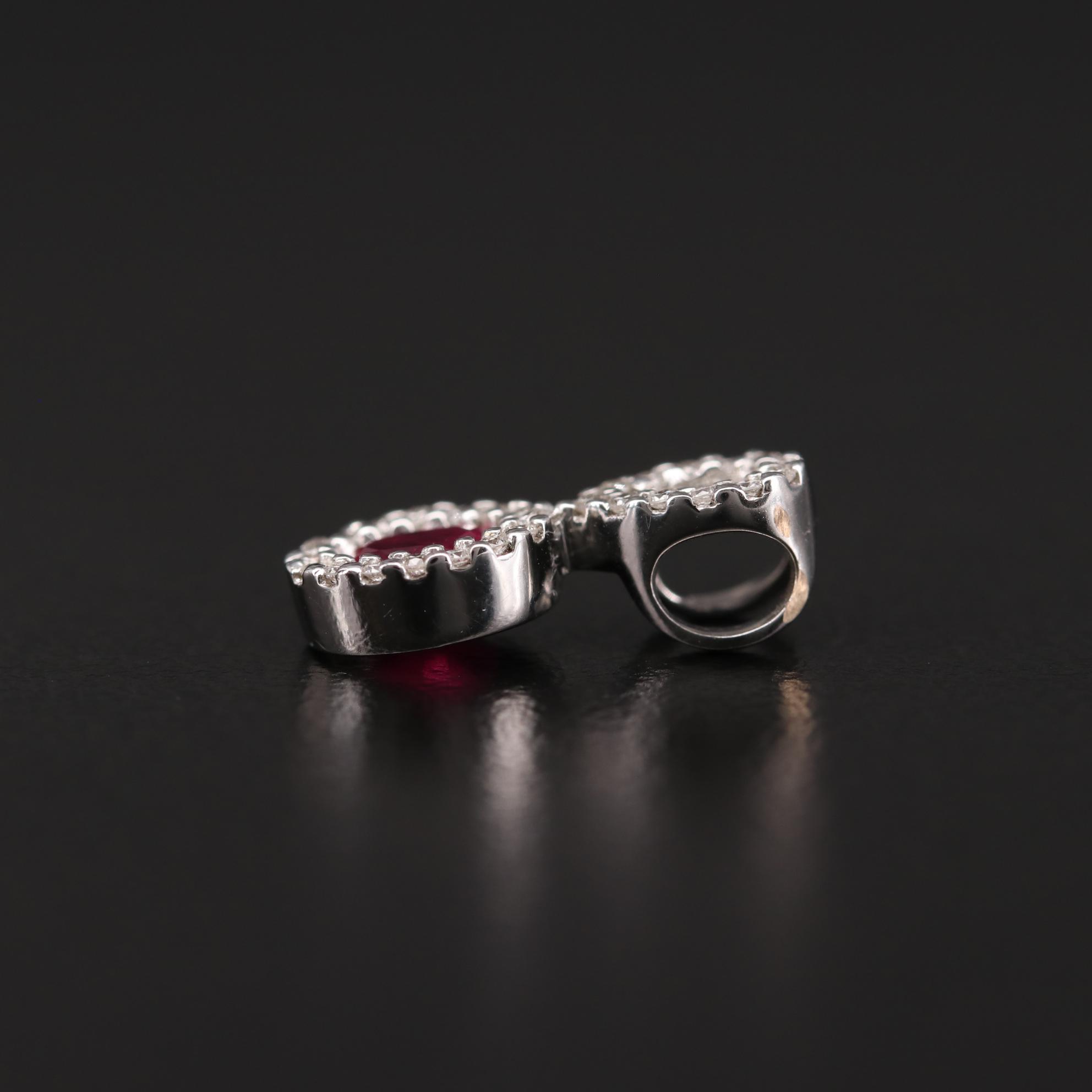 18K White Gold Ruby and Diamond Slide Pendant