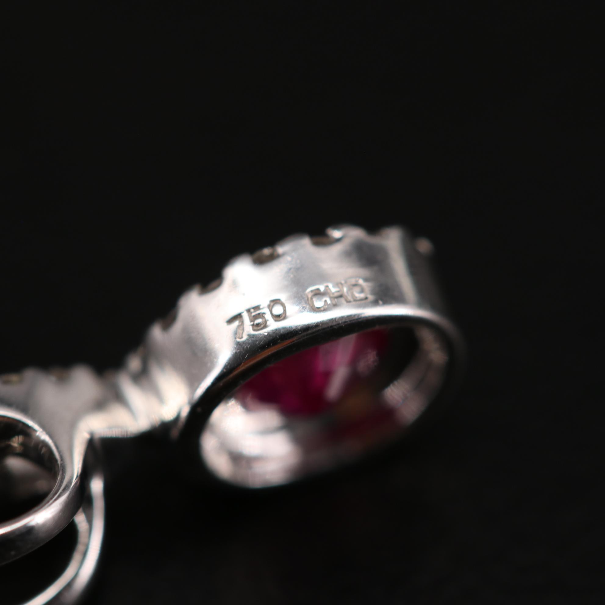 18K White Gold Ruby and Diamond Slide Pendant