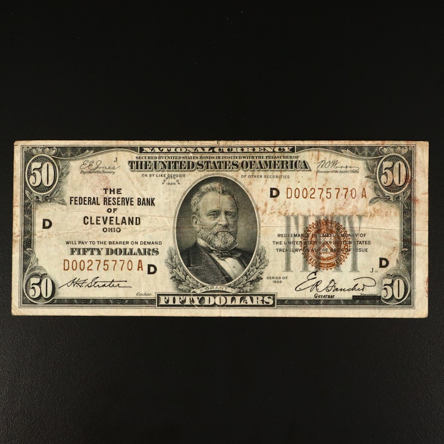 Series of 1929 $50 National Currency Note with Red Seal