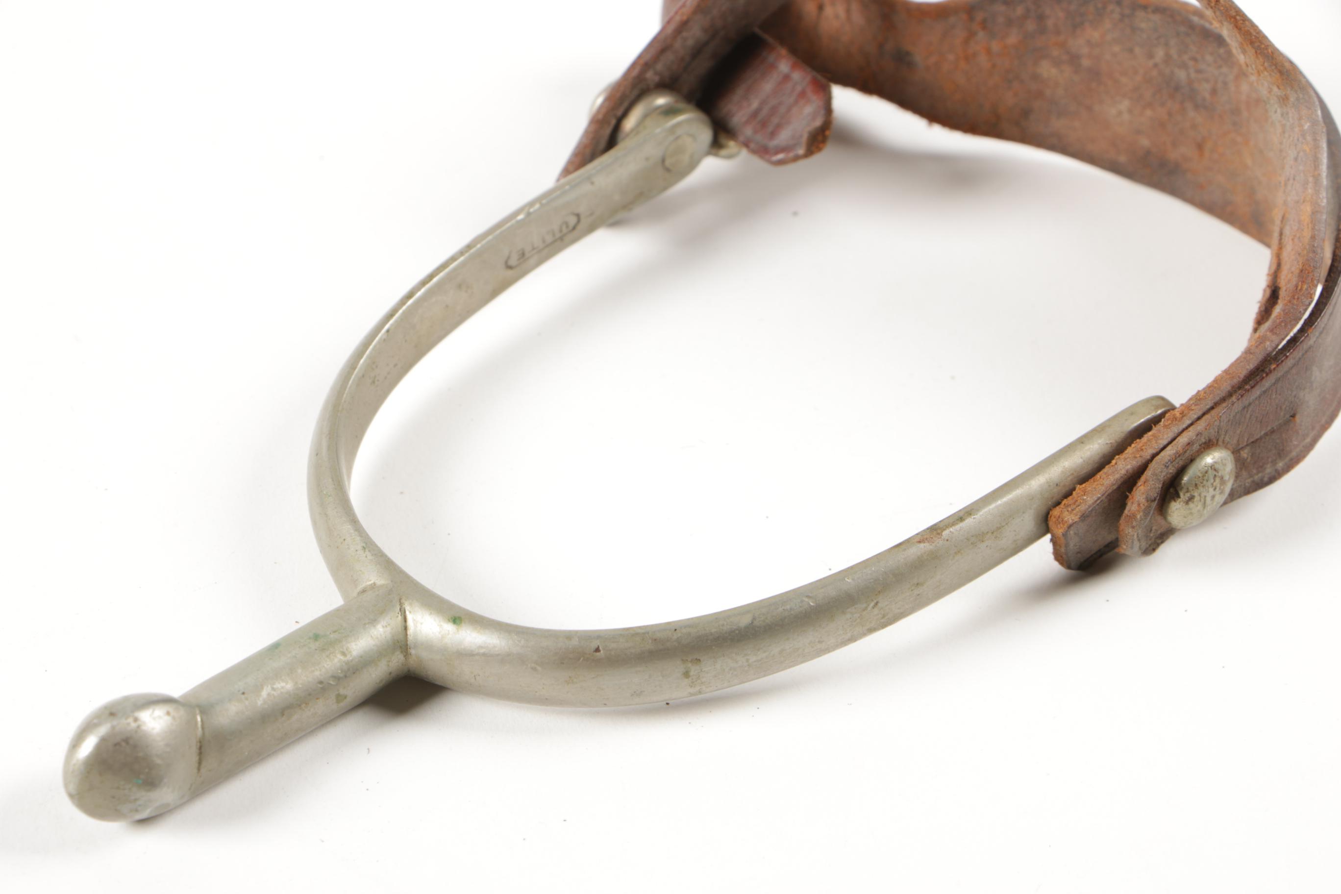 Western Engraved Steel Show Spurs with Tooled Leather Straps and More