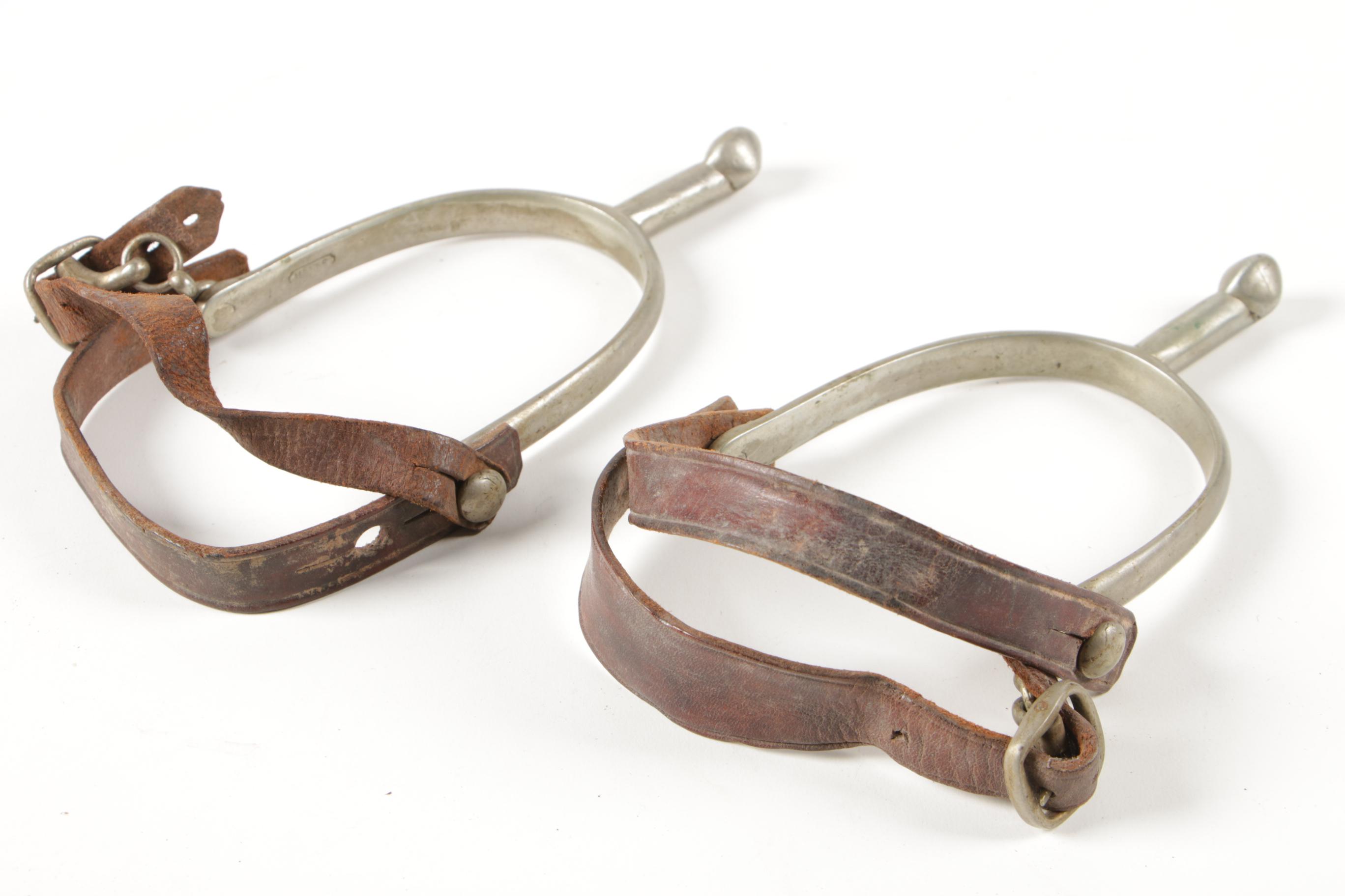 Western Engraved Steel Show Spurs with Tooled Leather Straps and More