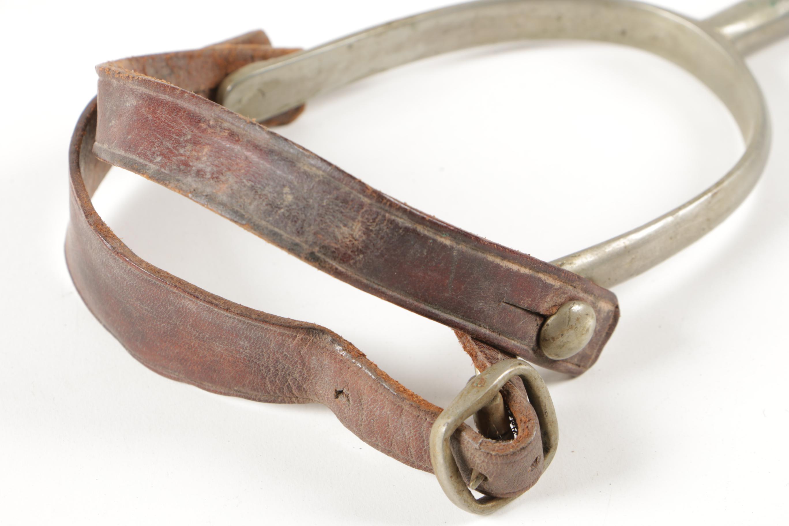 Western Engraved Steel Show Spurs with Tooled Leather Straps and More