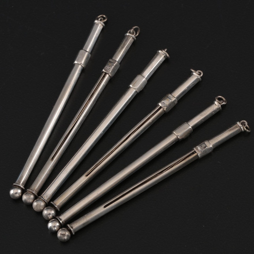 Sterling Silver Retractable Champagne Swizzle Sticks