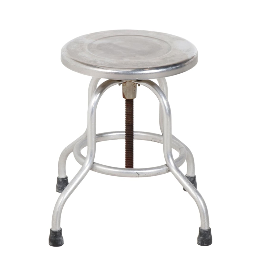 Industrial Metal Swivel Stool, Mid to Late 20th Century