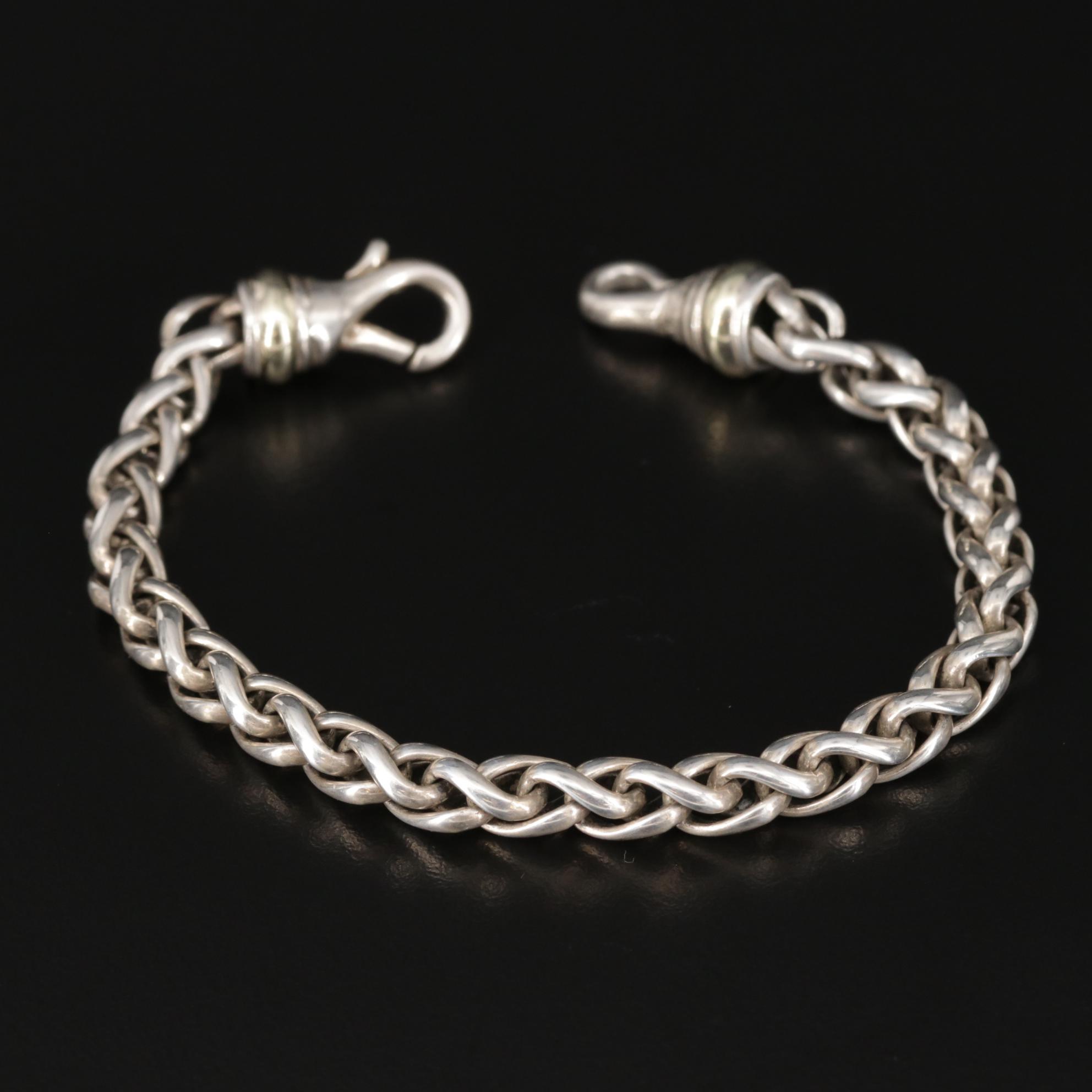 David Yurman Sterling Silver Classic Wheat Bracelet With 14K Gold Accents
